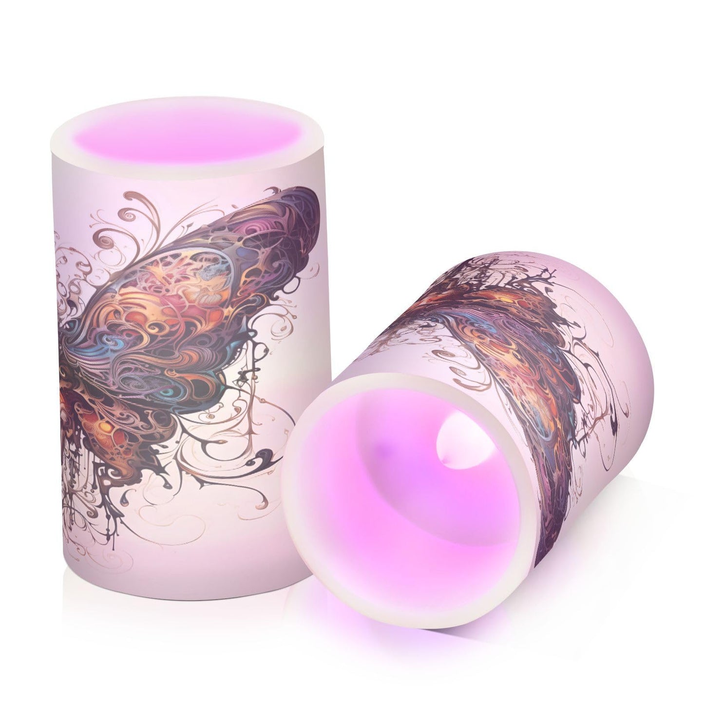 ALAZA Butterfly Flickering Flameless Candles Battery Operated with Remote Timer,Tea Light Candles LED Pillar Votive Candles Set of 2 for Outdoor Indoor Decorations