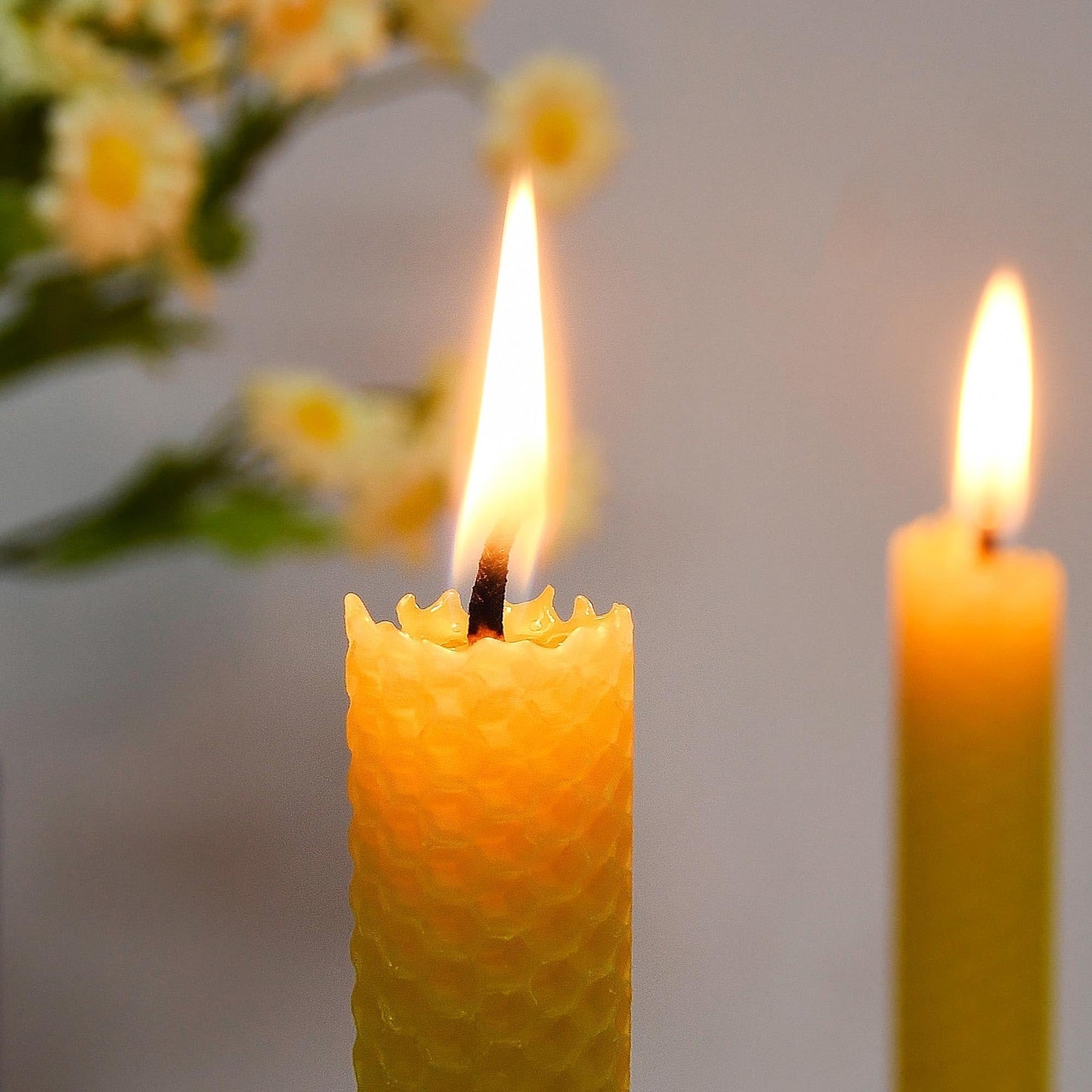 Natural 8 Inch Handmade Honeycomb Candlesticks Bee waxs Taper Candles 6 Pack Hours Burning Time-Bees Wax with Smokeless,Dripless and Unscented for Home Decor Party Dinner