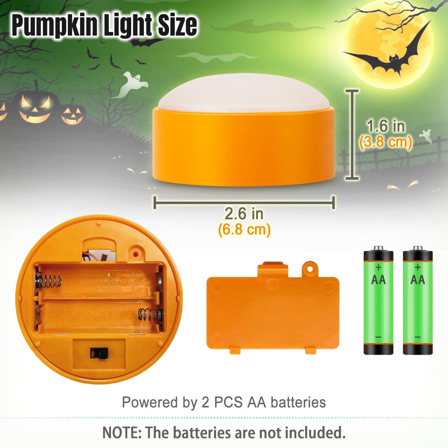 Yakpo 4 Pack Battery Operated Timer Halloween LED Pumpkin Lights with Remote, Flameless Flickering Orange Jack O Lantern Light, Outdoor Electric Orange Candle for Halloween Pumpkin Decorations