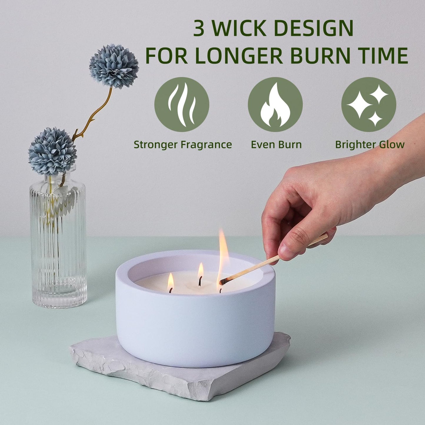 Viyffo Large 20oz Scented Candle - Citronella & Lavender, 3 Wick Non Toxic Soy Candles for Women, Matte Purple Ceramic Jar, Luxury Home Fragrance, Elegant Room Decor & Premium Birthday Gift