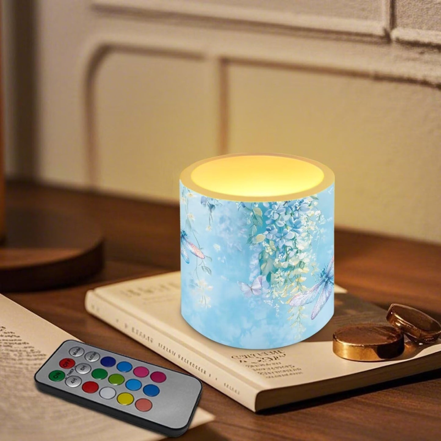 Cozeyat Sky Blue Flameless Candles 4 Pack Battery Operated LED Pillar Candles with Remote Control Timer Waterproof for Indoor Outdoor Use