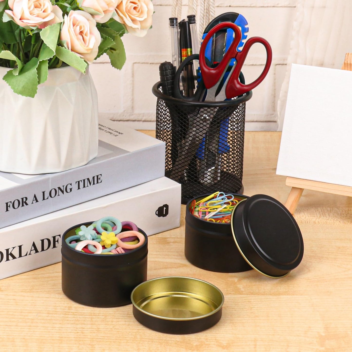 IHDYPPEW 48 Pack 4 oz Black Tins with Lids, Candle Containers, Empty Candle Jars Bulk, Candle Jars for Making Candles, Candle Supplies for Party Favors, Spices, Jewelry, Cosmetics