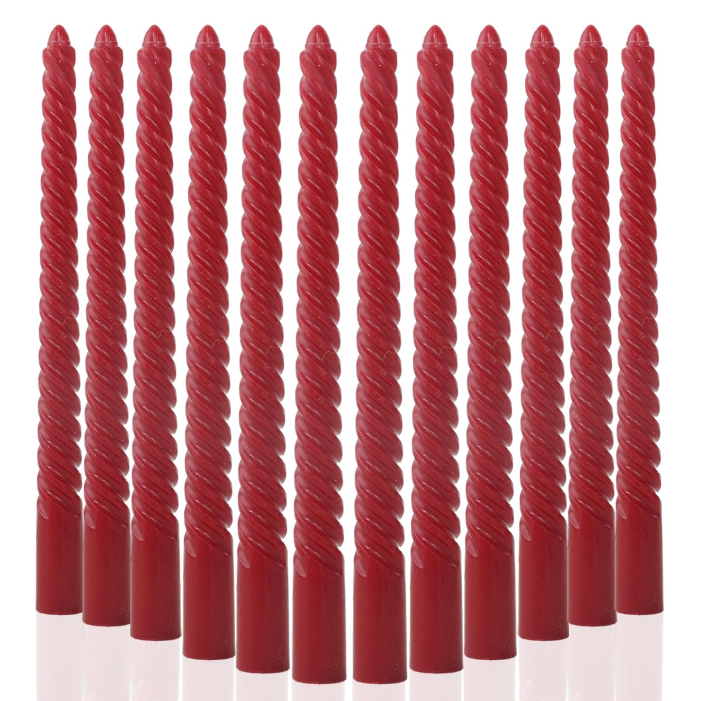 Wine red Taper Candles Stick Spiral Taper Candles-Set of 12 for Fall Decoration Weddings Party Church-Unscented Candles,10inch(F-Wine red)