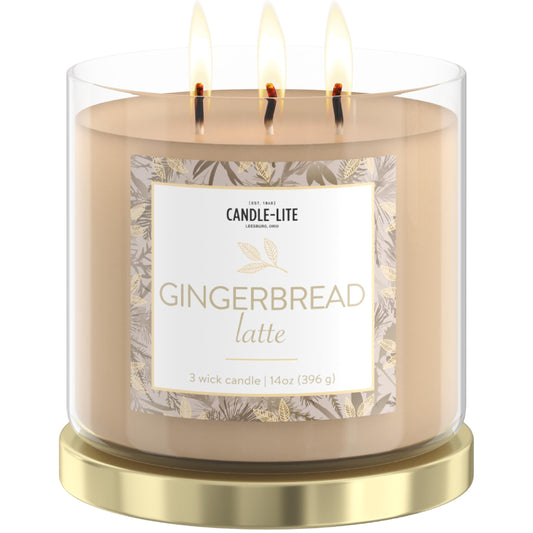 Candle-lite Holiday Scented Candles, Gingerbread Latte Fragrance, 14 oz 3-Wick Jar Candle, Proudly Poured in USA, Christmas Home Decor Candle, 40 Hours of Burn Time, Holiday Gift for Men and Women