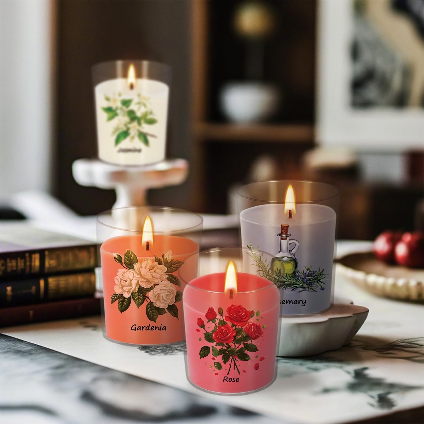 Aromatherapy Candles Set - 24 Pack Scented Candles with 12 Natural Fragrances, Votive Candles in Clear Plastic Jars for Home Decor, Stress Relief, Sleep, Ideal Gift for Women,Mother's Day, Birthday.