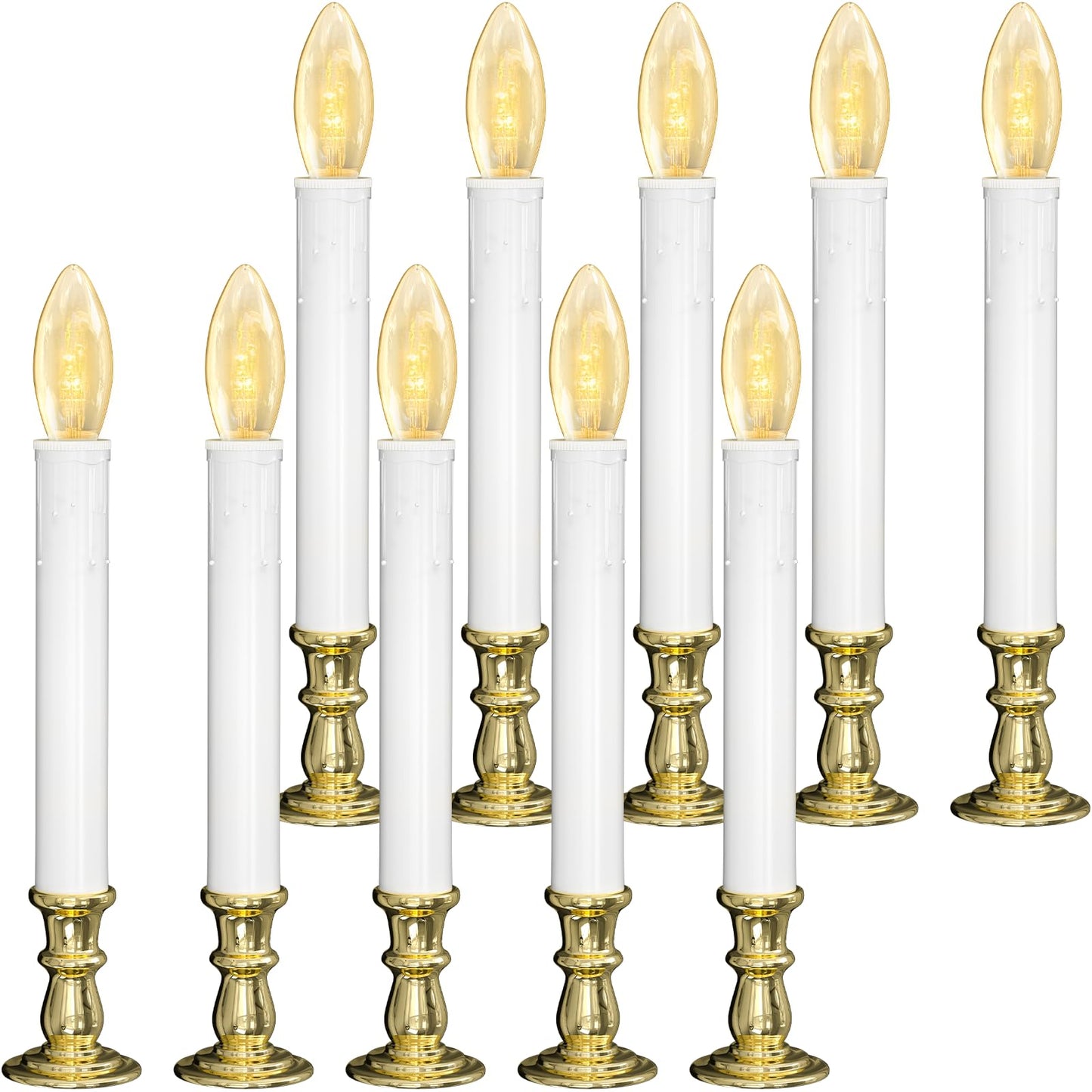Txcigech 10PCS Christmas LED Window Candles with Timer, Flameless Candle with Suction Cups Battery Operated for Christmas Home Wedding Decor