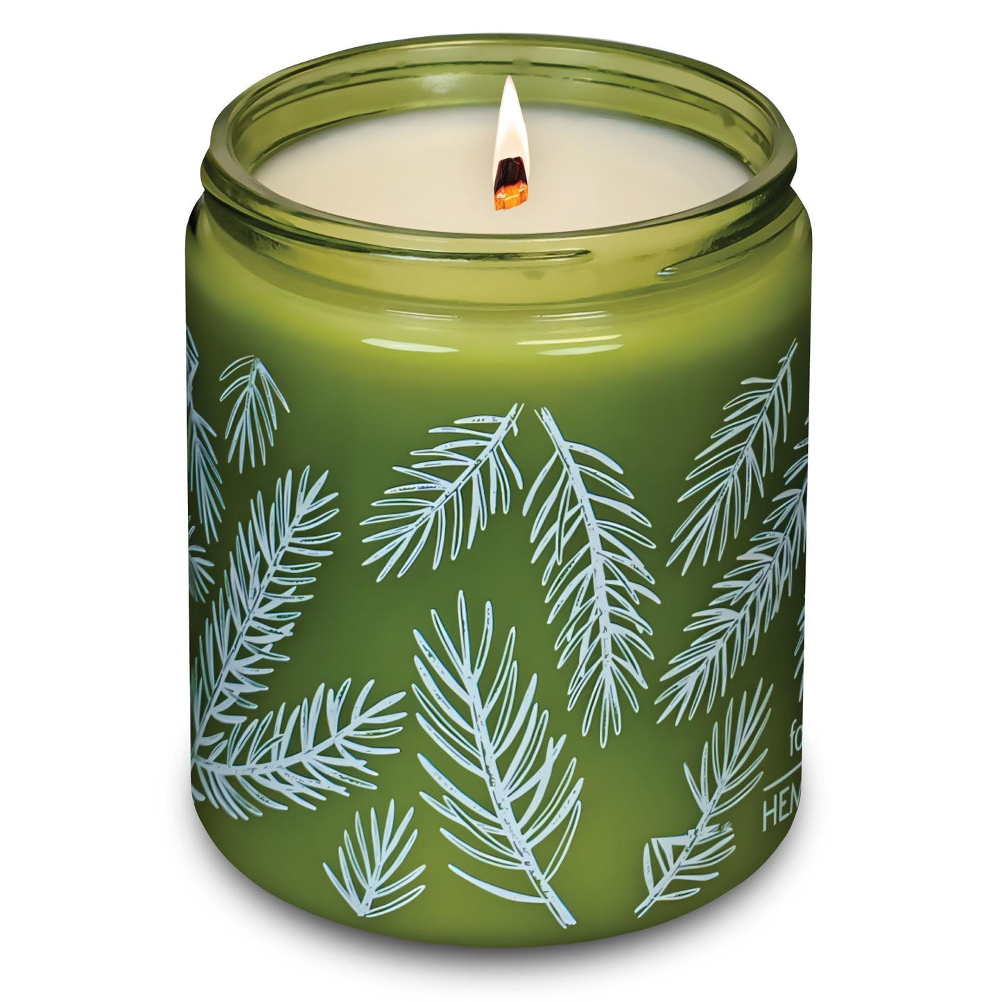 Hemlock Park Foxtail Fir Green Glass Hand-Poured Scented Candle | Crackling Wood Wick, Botanical Fragrance & Coconut Wax | Up to 60 Hour Burn Time | 8 oz