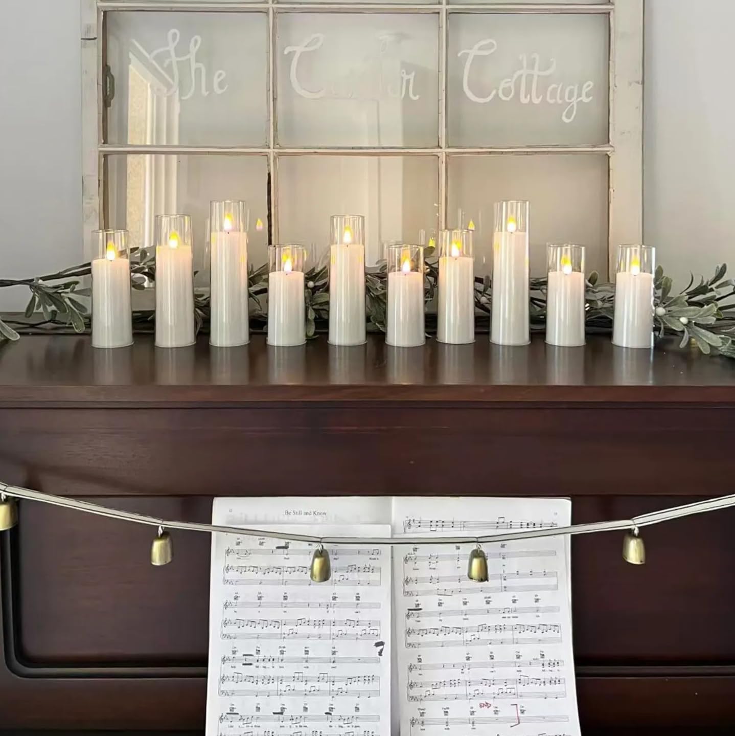 NICEME 5PCS Clear Glass LED Flameless Candles with Remote Timer, Flickering Battery Operated Pillar Candles Teardrop Flame Black Wick Romantic Real Wax Electric Votive Candles for Halloween Christmas