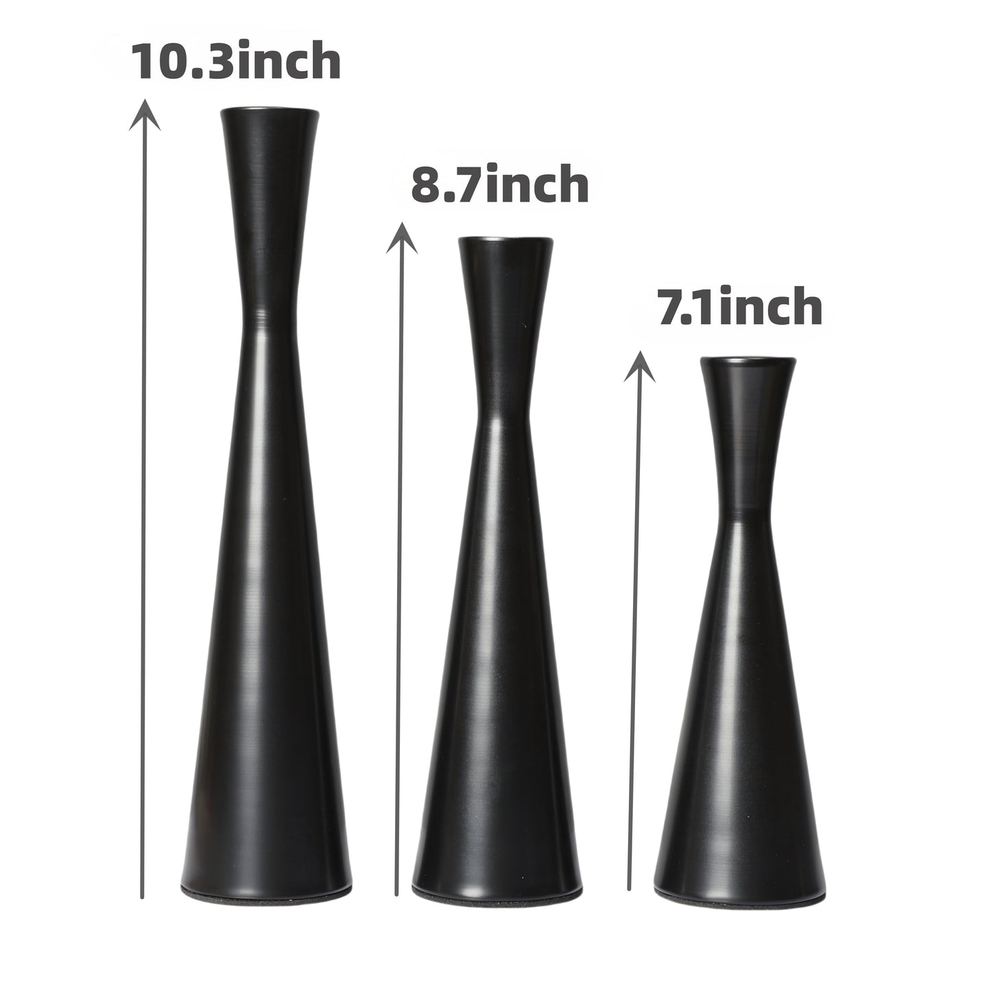 Set of 3 Taper Candle Holders Metal Candlestick Holders Table Mantel Decorative Candle Stand for Dinning,Party，Wedding,Home Decor(Matte Black)