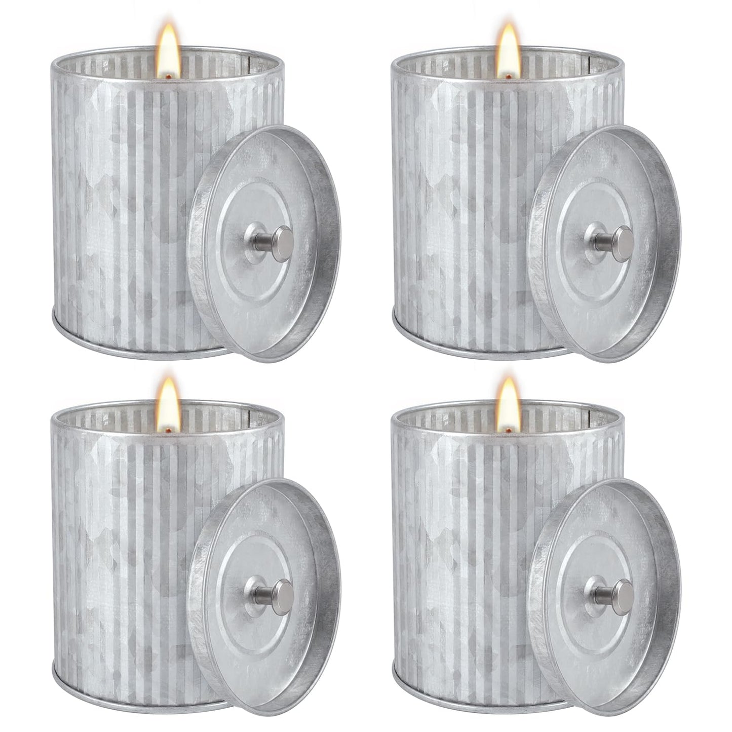4Packs Citronella Candles Outdoor Indoor,Natural Soy Wax Scented Candles,Long Lasting Burning for Home Gardon Patio Balcony,Summer Gift,Silver 4oz