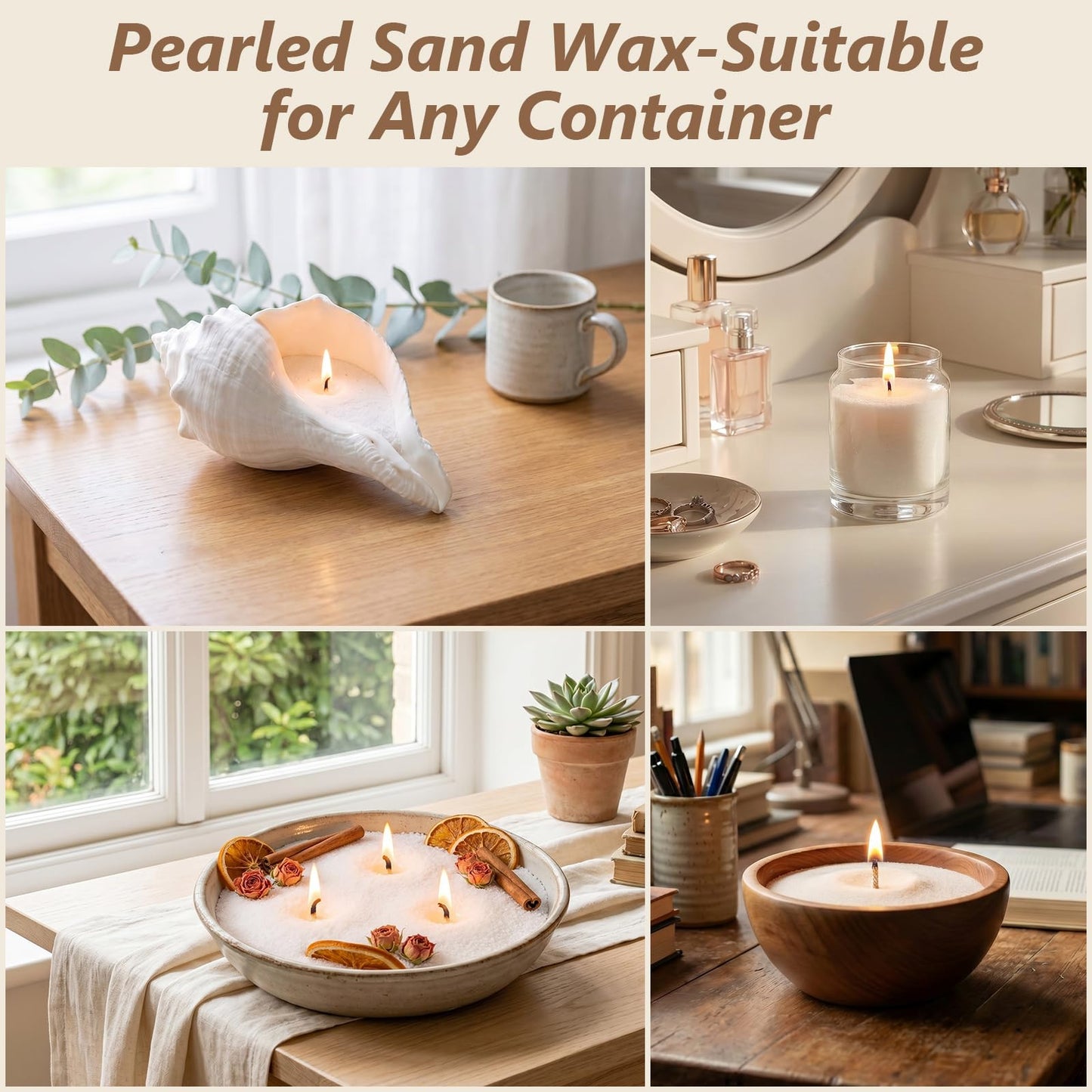 SAEUYVB Natural Pearled Candle Sand Set -10LBS White Sand Wax Beads with 50 Wicks,Refillable DIY Candle Making Kit with Fragrance Oils,Unique Craft Gift & Home Decor