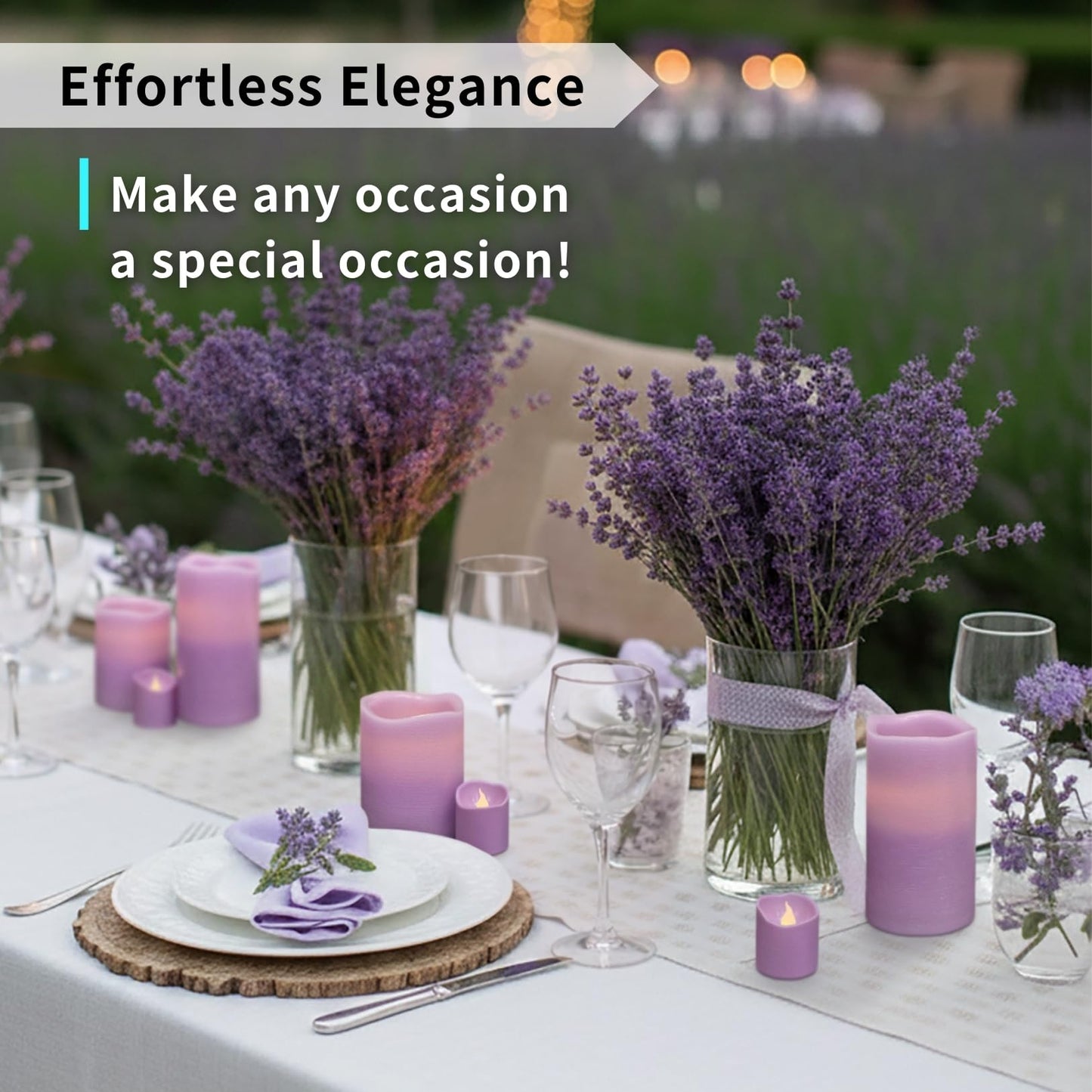 FURORA LIGHTING Purple Flameless Candles - Real Wax, Adjustable Brightness, Remote & Timer - 4 Pillars (3x4, 3x6) and 4 Votives, 8-Pack, Battery Operated