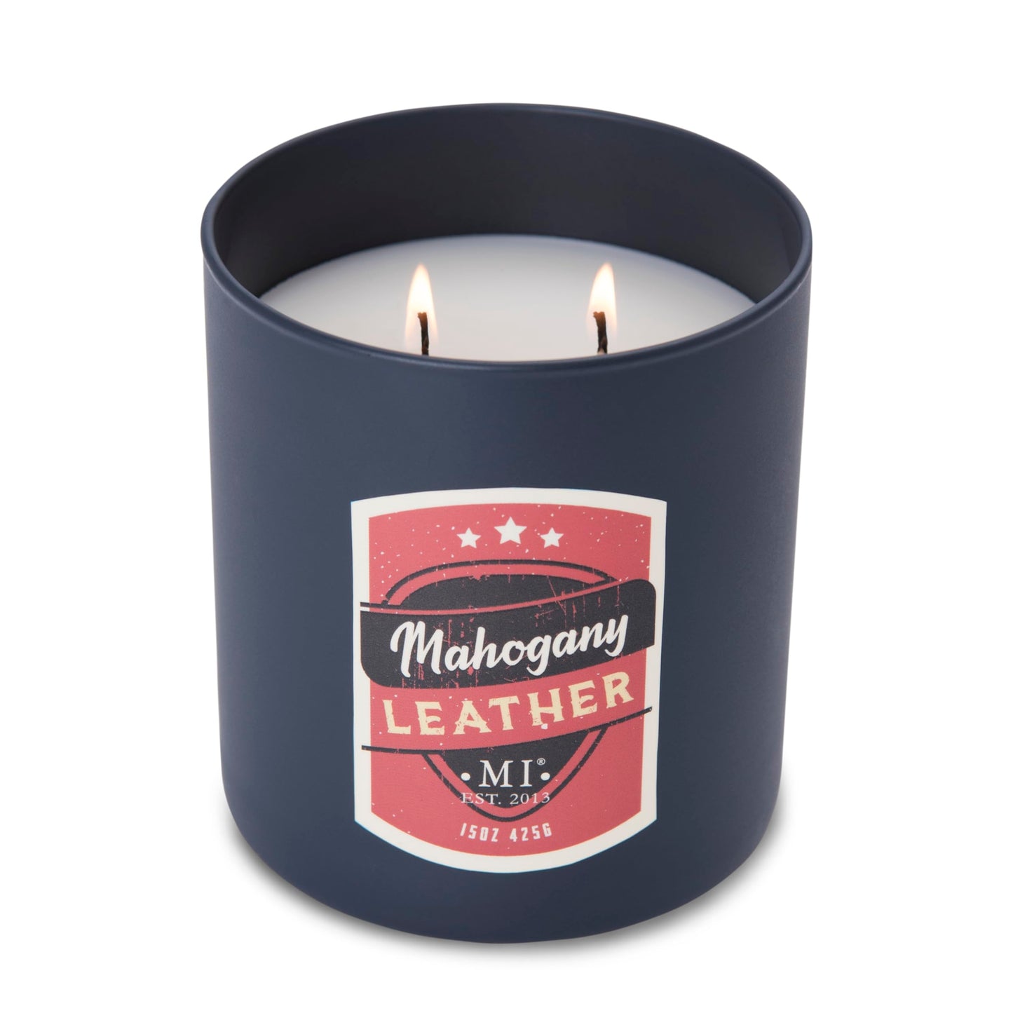 Manly Indulgence Mahogany Leather Scented Candles for Men, 2 Wick, 15 oz Premium Soy Blend Wax, 60H Burn, Candles for Home Scented – Made in The USA