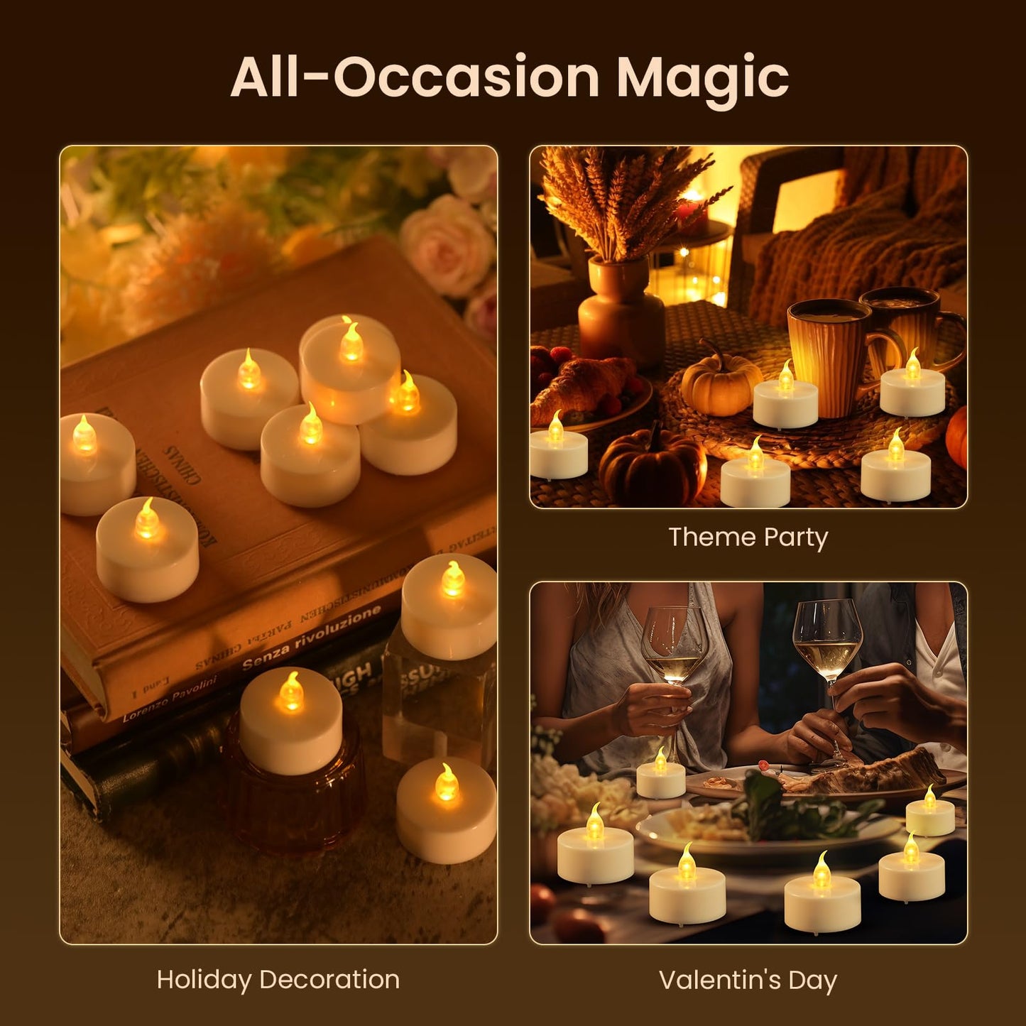 JOSU 24PCS Flameless Tea Lights Candles with Remote Timer, Led Battery Operated Electric Votive Candle for Wedding Centerpiece Table Decorations, Flickering Tealight Candles for Home Party Decor