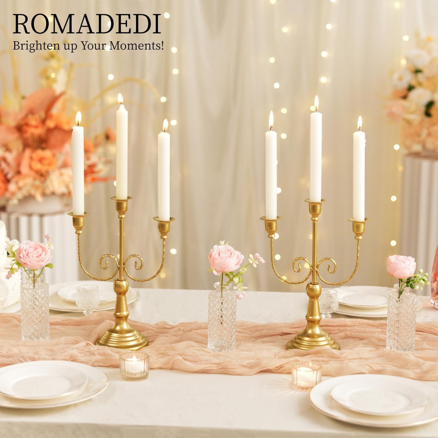 Romadedi Candelabra Black Candle Holders: 3 Arm Halloween Candlestick Holder 11.8" Gothic Home Decor for Party Table Centrepiece Mantel Christmas