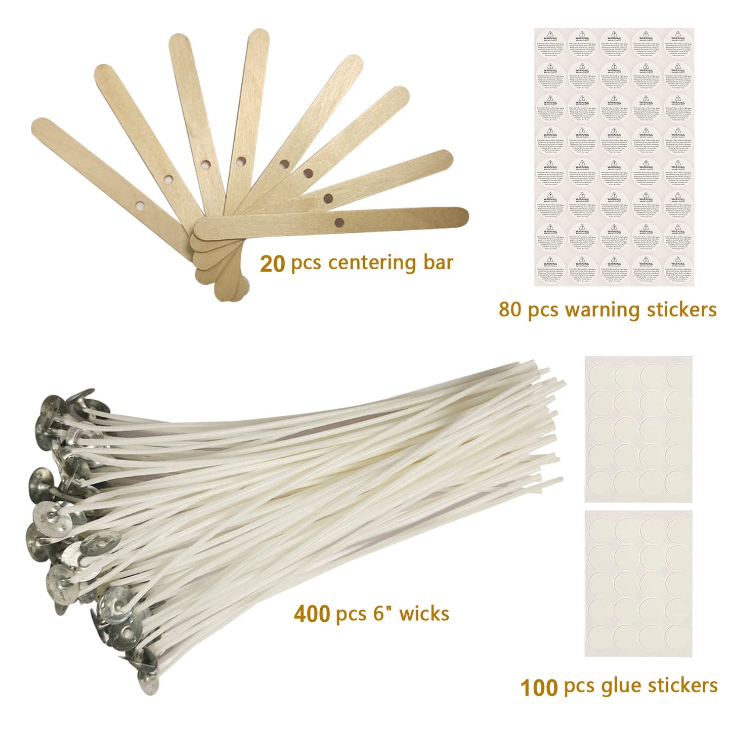 400 Piece Cotton Candle Wick 6" Pre-Waxed for DIY Candle Making