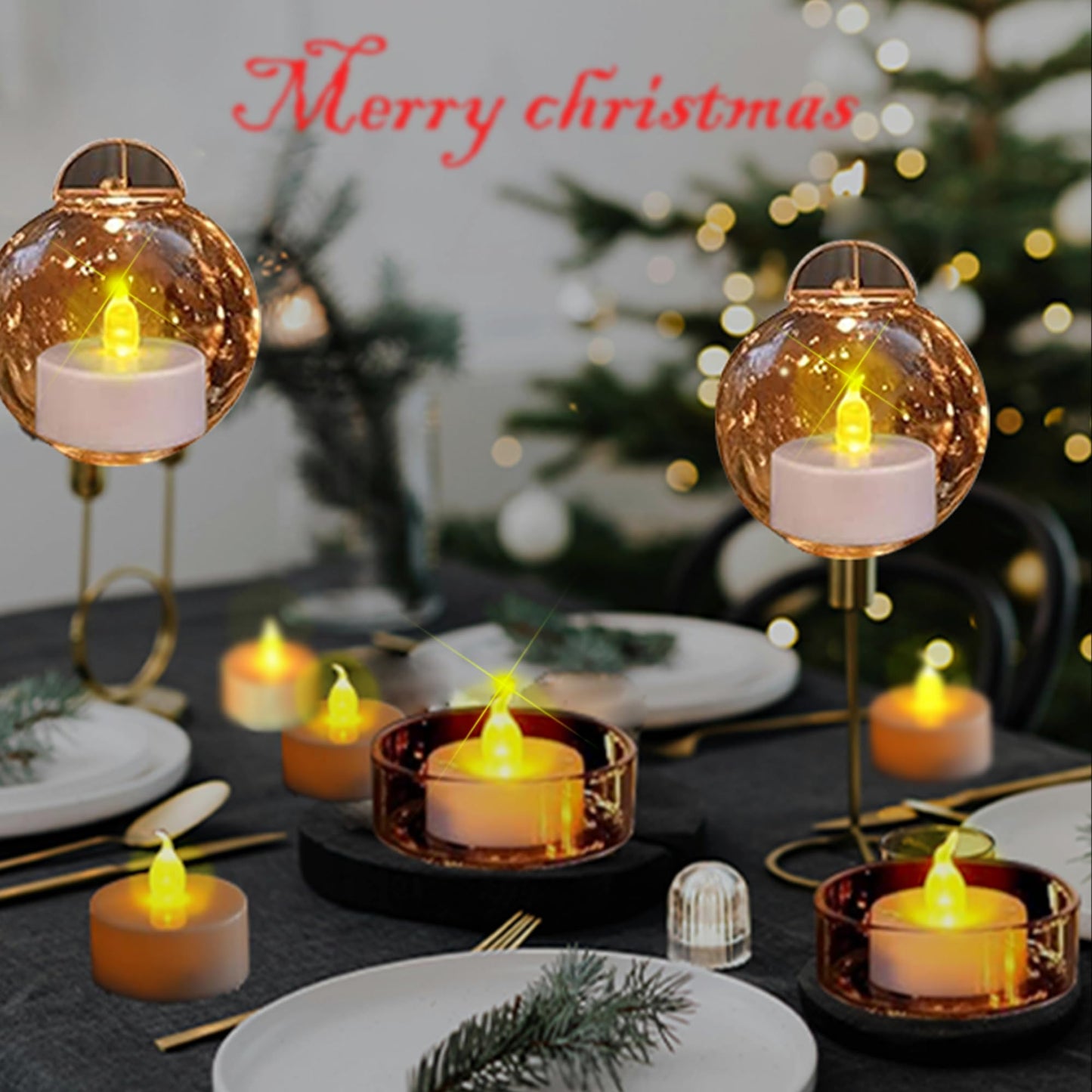 Tea Lights Flameless Battery Operated Candles-50Pack LED Electric Flickering Votive Candle Long Lasting 200 Hours, Realistic and Bright for Seasonal Festive Celebrations Decoration Warm Yellow