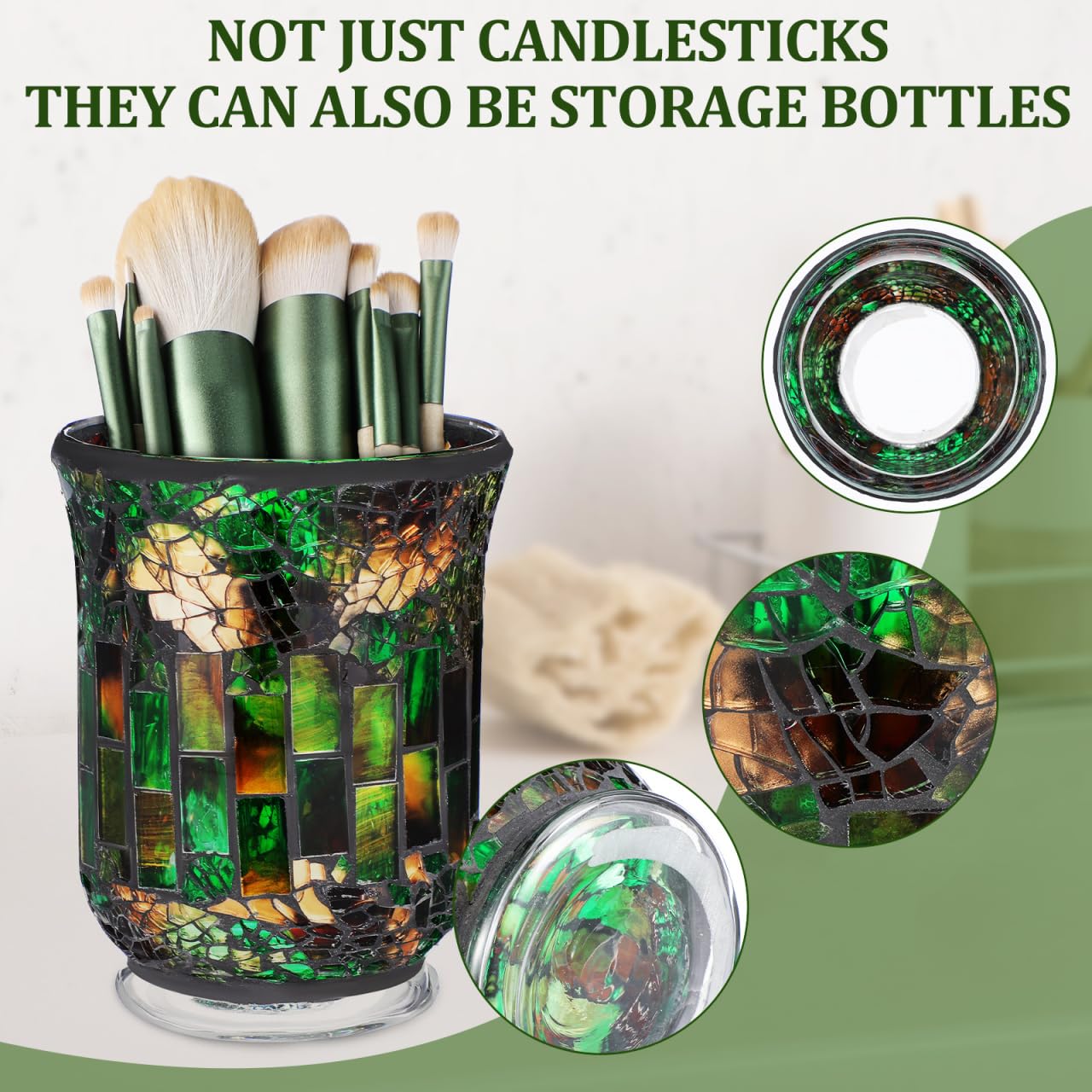VINTORKY Candle Jar European Style Glass Candlestick Table Centerpiece Farmhouse Decor