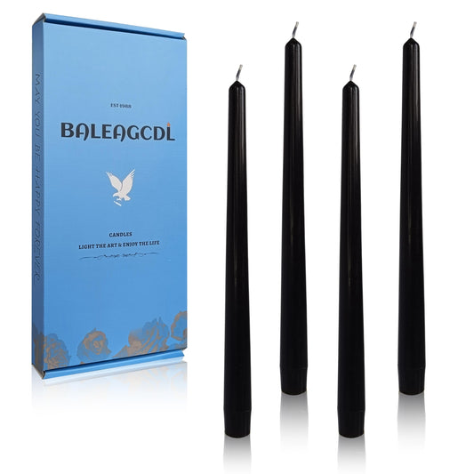 Dripless Unscented Black Taper Candles Smokeless Long Lasting Burn Elegant Tall 10 Inch Candlesticks for Home Décor Holiday Gift Dinner Party Formal Events