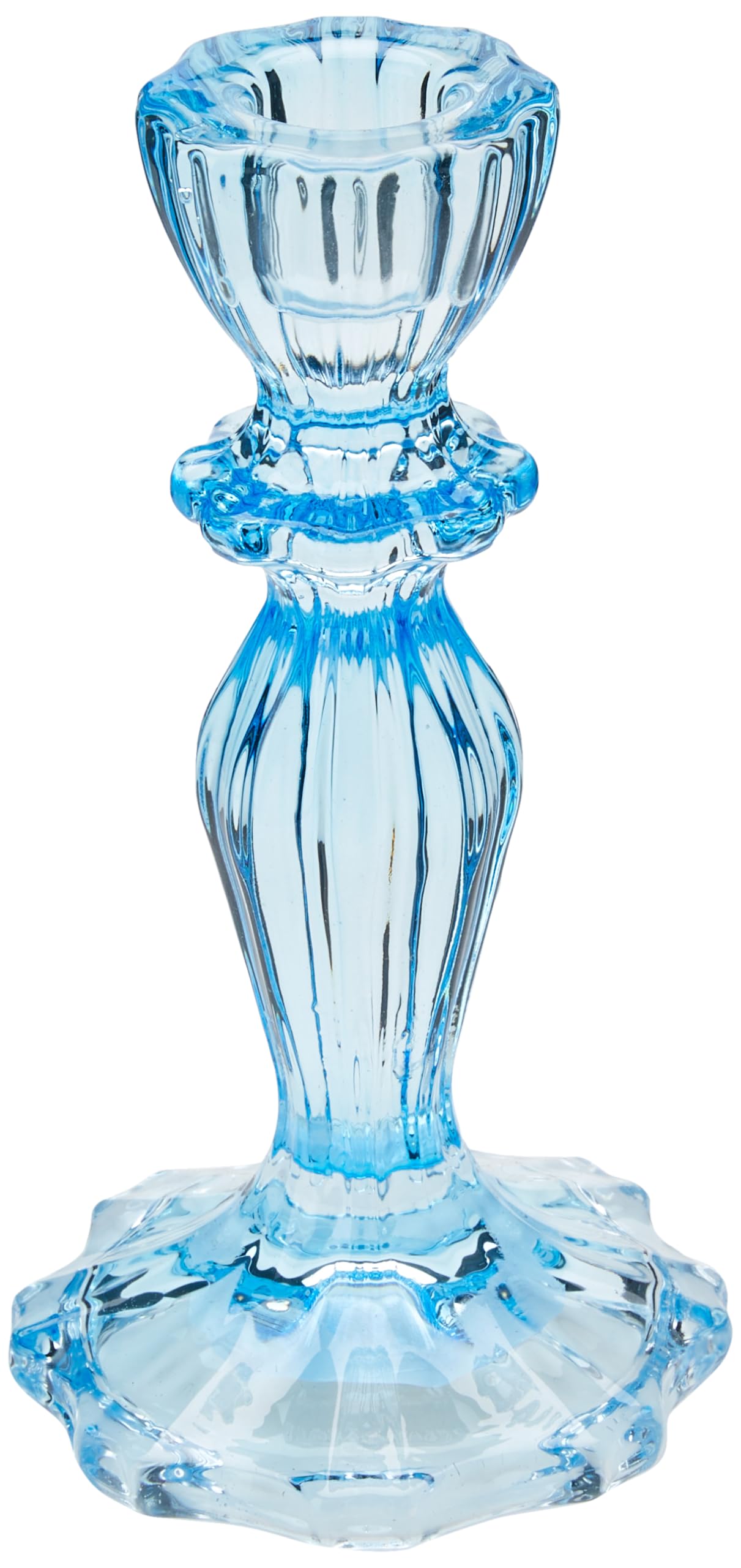 Talking Tables Blue Glass Candlestick Holder Taper Candle Stand for Indoor or Outdoor Dining, Elegant Dinner Party Decorations, Birthday, Garden, Wedding, Home Décor Large