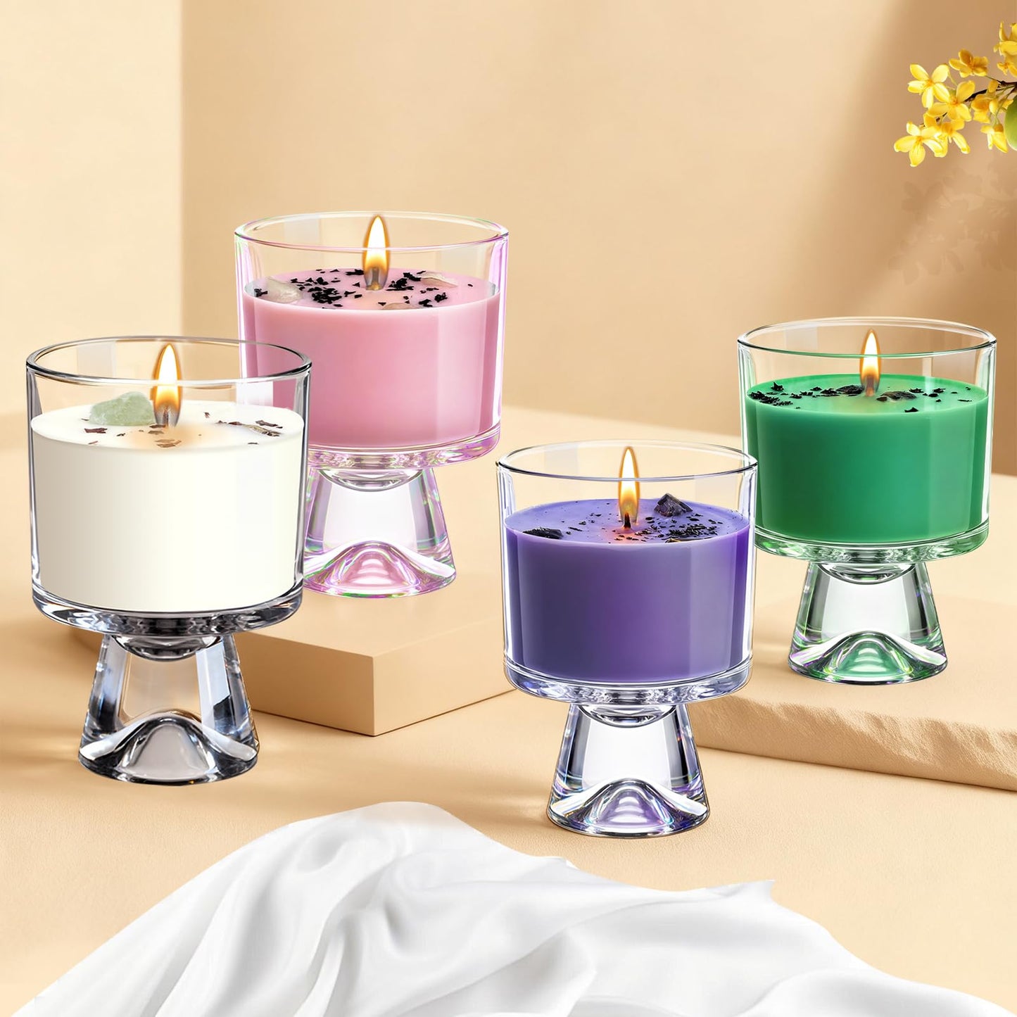 Eechen Charm Freesia Scented Soy Candle, 48-Hour Long Burning Aromatherapy Candle for Home Spa, Gift for Mom Women Birthday Valentine (Green, 0.99 lb)