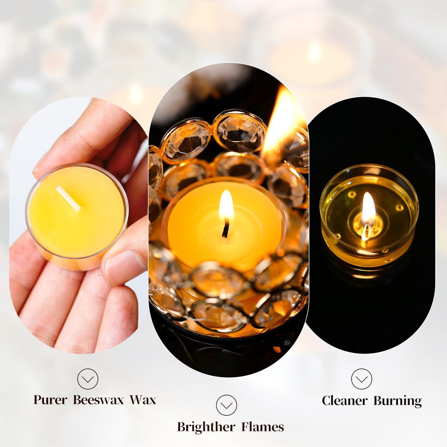 20 Packs Beeswax Tealight Candles Bulk,4 Hours 100% Pure Beeswax Tea Lights Candle in Clear Cup,Natural Scent Bees Wax Candles Small Smokeless Clean Burning Perfect for Home Decor for Party Christmas