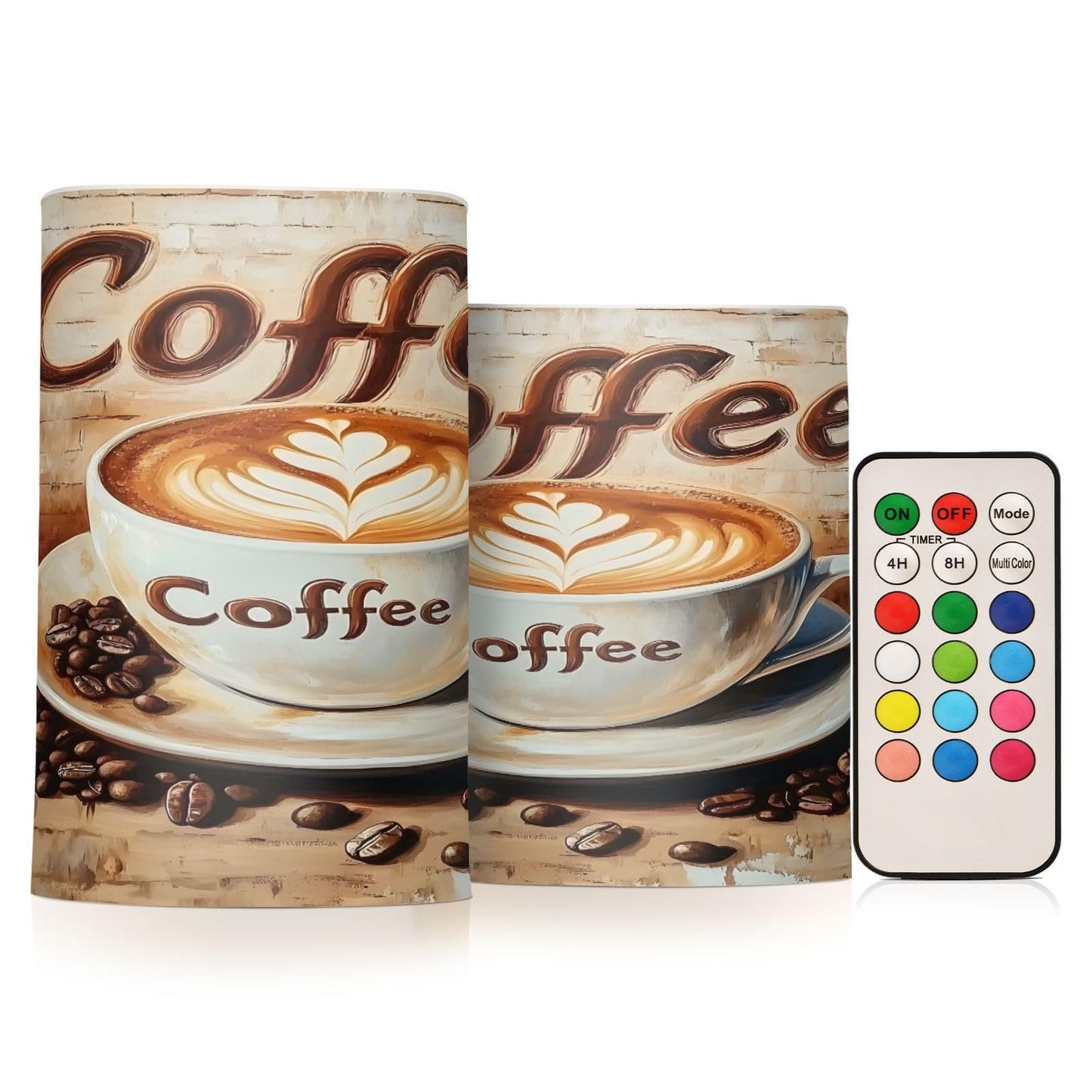ALAZA Flickering Flameless Candles A Coffee Cup Battery Operated Candles with Remote Timer LED Pillar Votive Candles Set of 2 for Holiday Decor