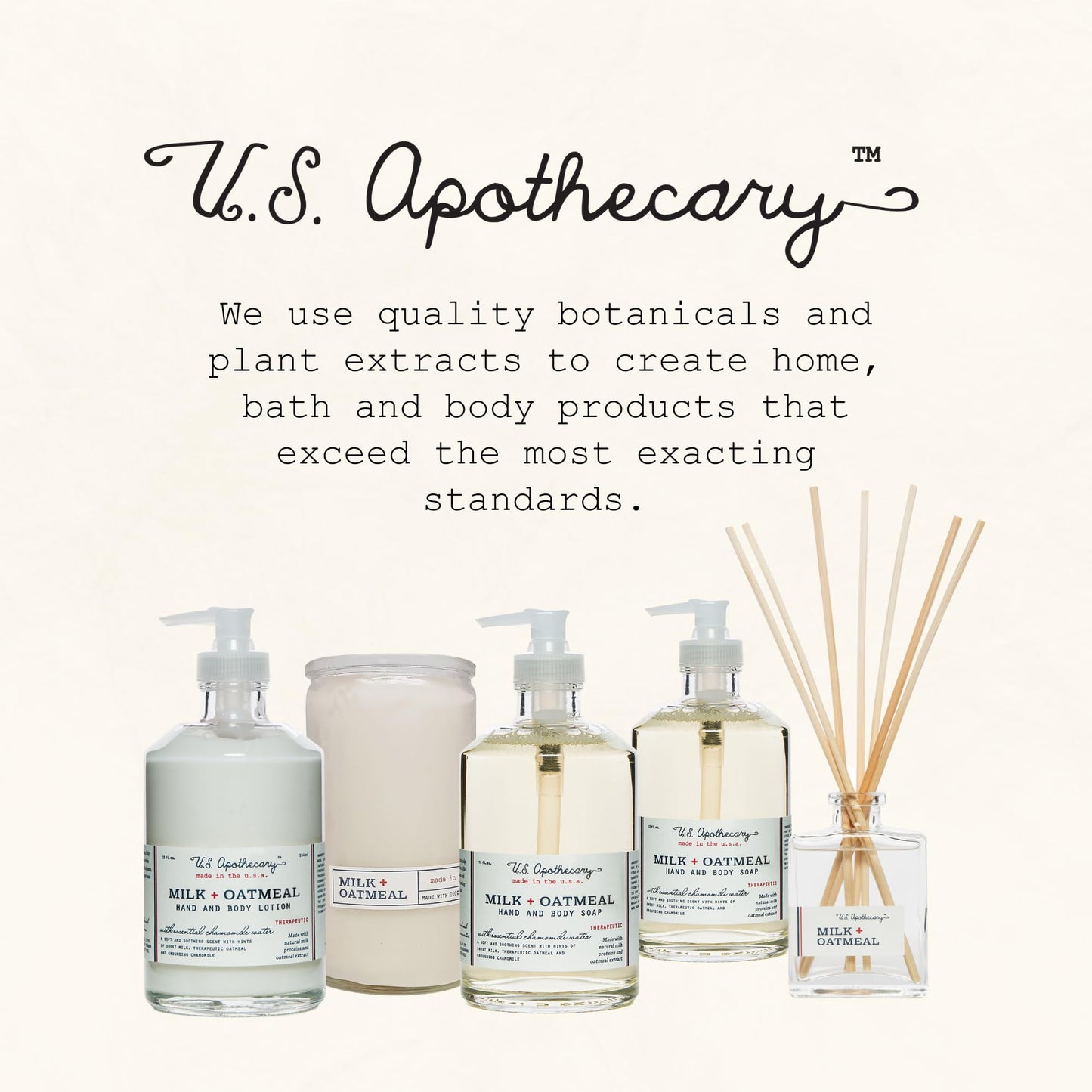 U.S. Apothecary Milk & Oatmeal Candle, 100% Soy & Vegetable Wax Blend Candles for Home, 100-Hour Long-Lasting Burn Time, Clean Burning Candles Made in USA, 16 oz
