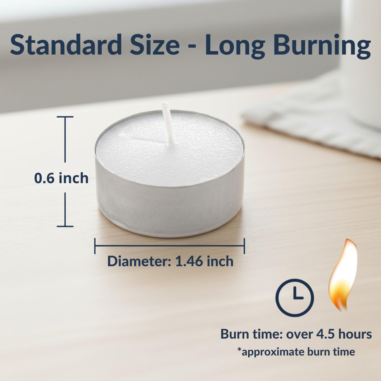 Tea Light Candles, 50‑Count – 4.5‑Hour Long‑Burning White Tealights for Warmers – Non‑Toxic, Smokeless & Soot‑Free Unscented Candles for Parties, Décor & Shabbat