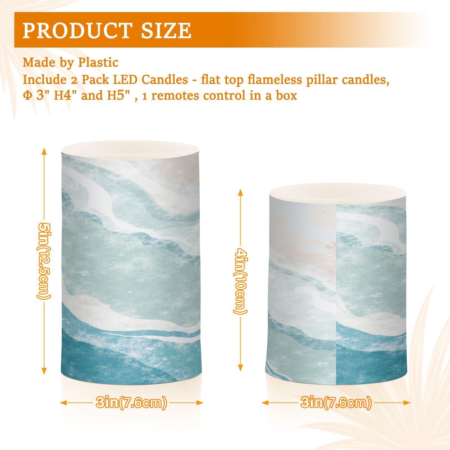 BOENLE Flickering Flameless Candles, Bohemian Beach LED Candles with Remote Timer, Set of 2 Battery Operated Candle for Valentine Wedding Birthday