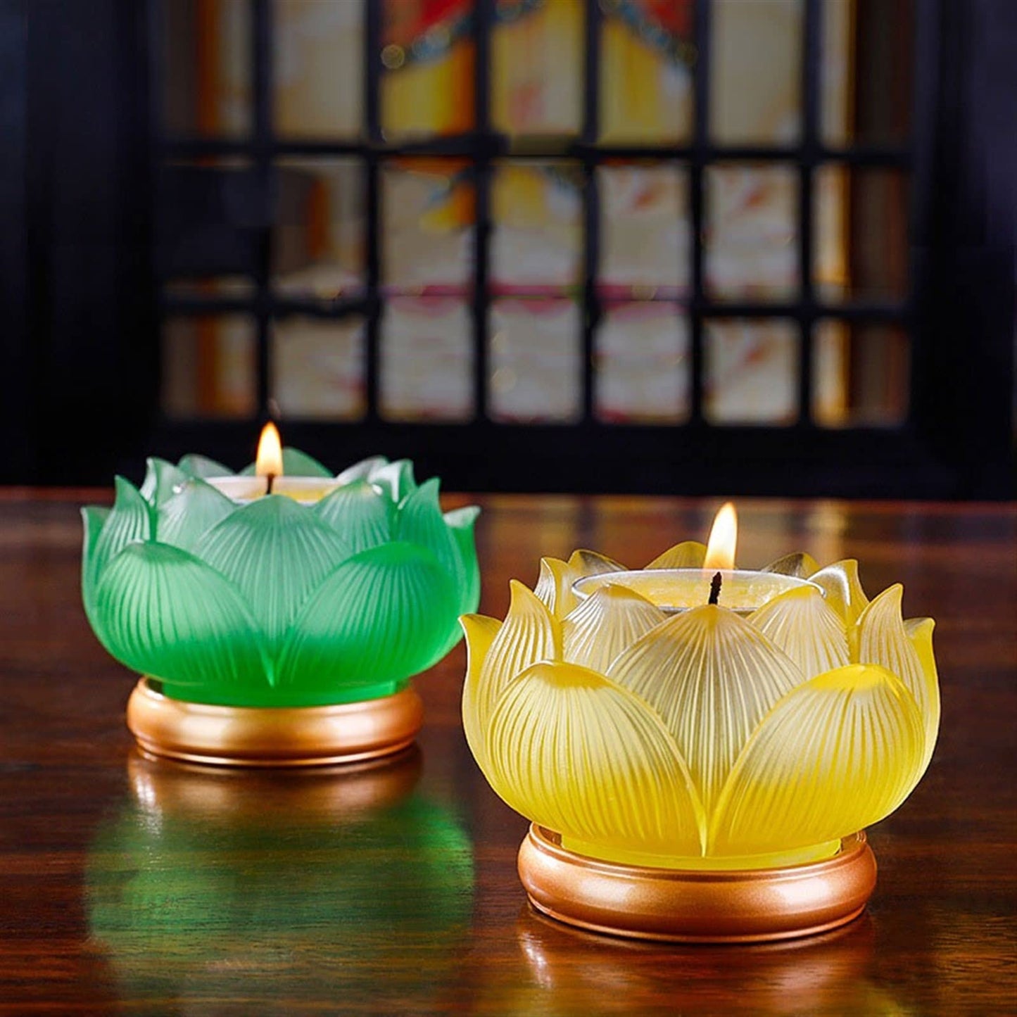 cfycfy987 Candelabra Glazed Lotus Candlestick Household Decoration Ornaments Candle Holder Household Offering Lamp Holder Candle Sticks Holder(Green)