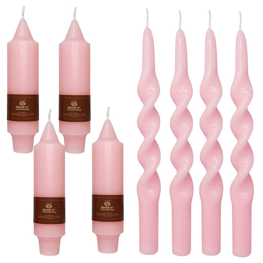 Spiral Taper Candles Pink Twisted Candlesticks Pastel Candle Sticks Long Tapered Candles Unscented Twirl Candle Tall Smokeless Candle for Home Décor Weddings Holiday Gifts