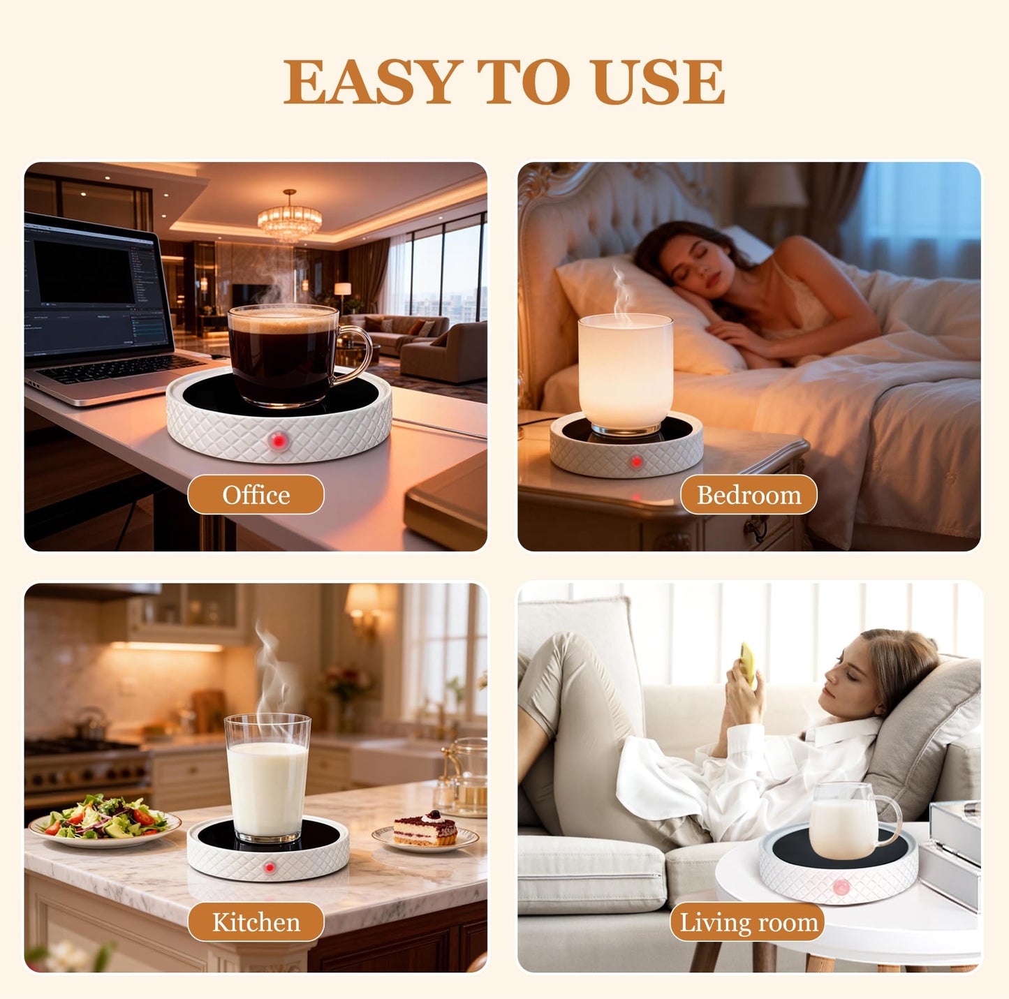 Candle Warmer Plate,with Timer Auto Shut Off Ceramic Electric Large Candle Wax Melt Warmer for Jar Candles, Mug Warmer for Coffee Cup Beverage Milk Tea for Home Office(White)
