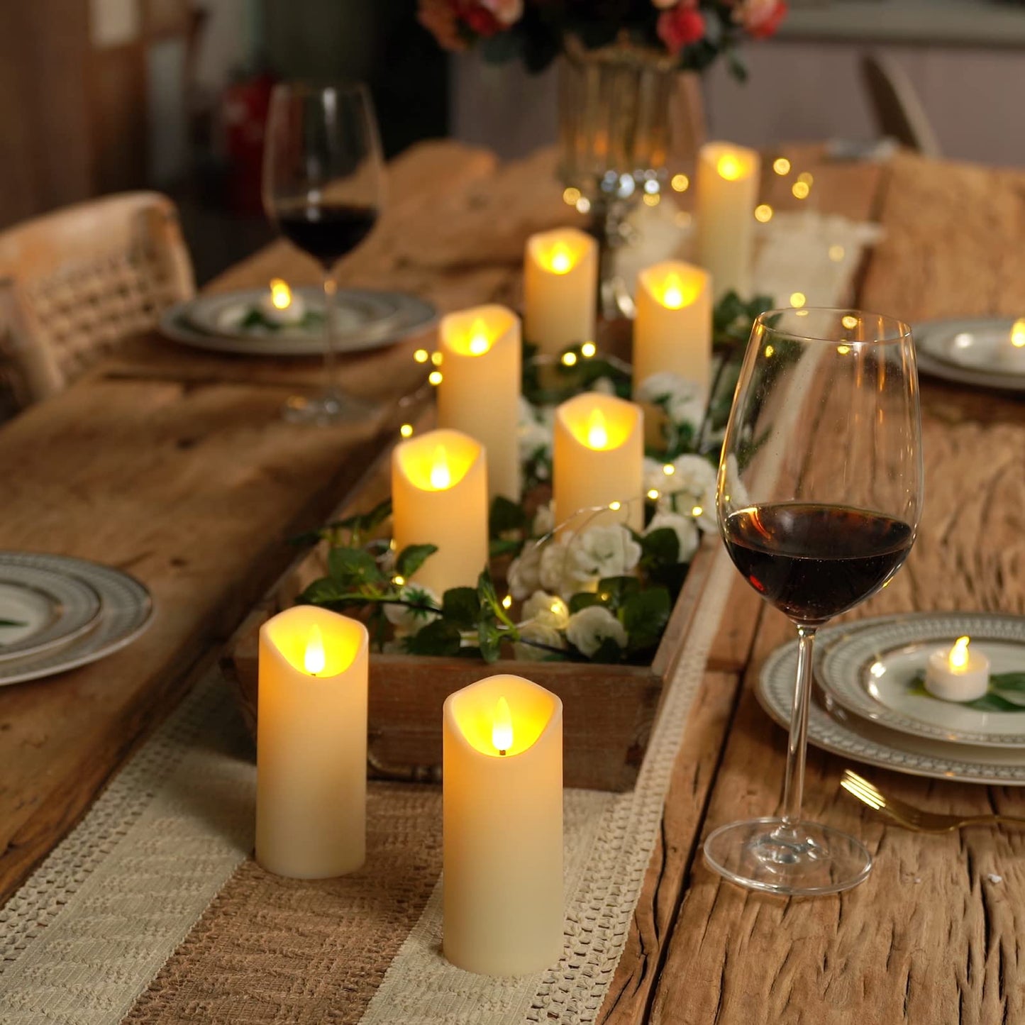 Homemory Flameless Candles, LED Battery Operated with Remote Timers, Electric Fake, Made of Frosted Plastic, Won't Melt, Ivory, Set of 9