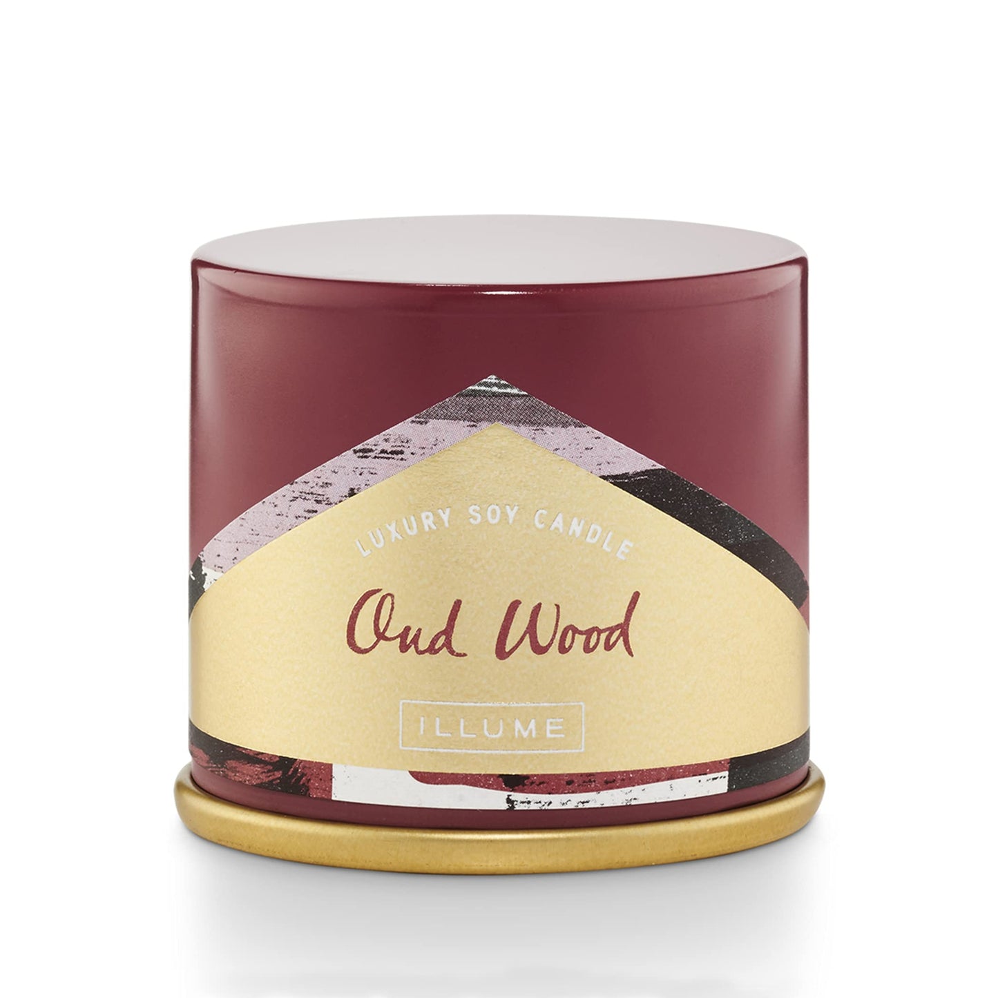 ILLUME Oud Wood Soy Candle, Demi Vanity Tin, Red, 3 oz.