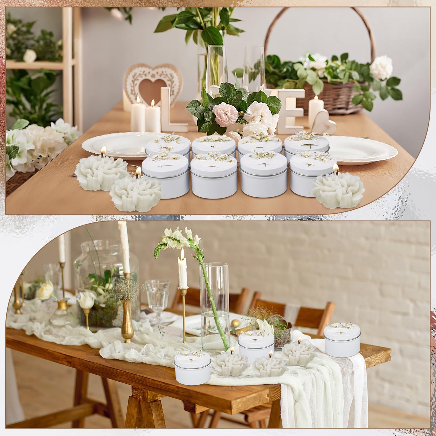 Threlaco 12 Pcs Flower Candles Scented Bridesmaid Gift Set Soy Wax Aromatherapy Candles Bulk for Wedding Bridal Shower Home Guests Women Valentines Mothers Day Anniversaries Favor(White)