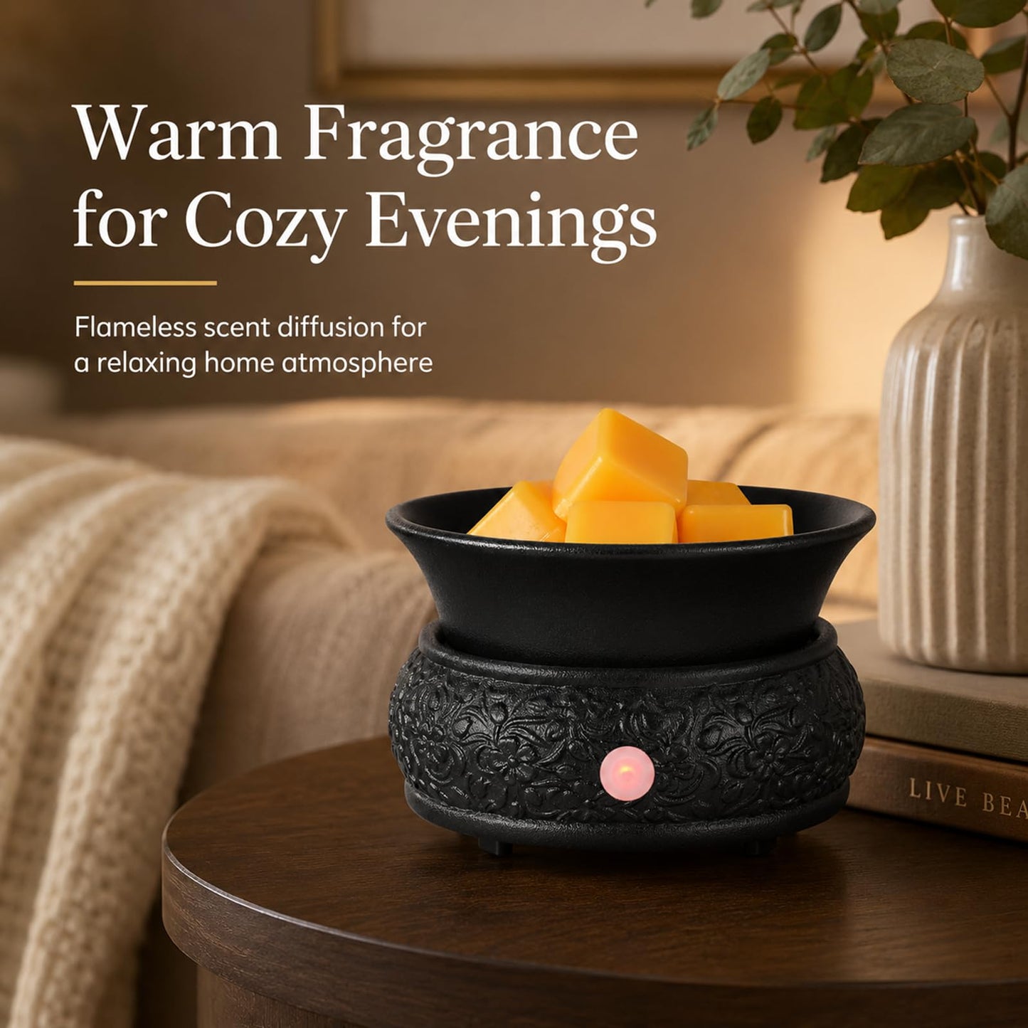mocosa Wax Melt Warmer Ceramic Wax Warmer,3-1 Candle Wax Warmer for Scented Wax Burner Electric Wax Melter as Gifts for Moms Grandma Women Girls(Black)