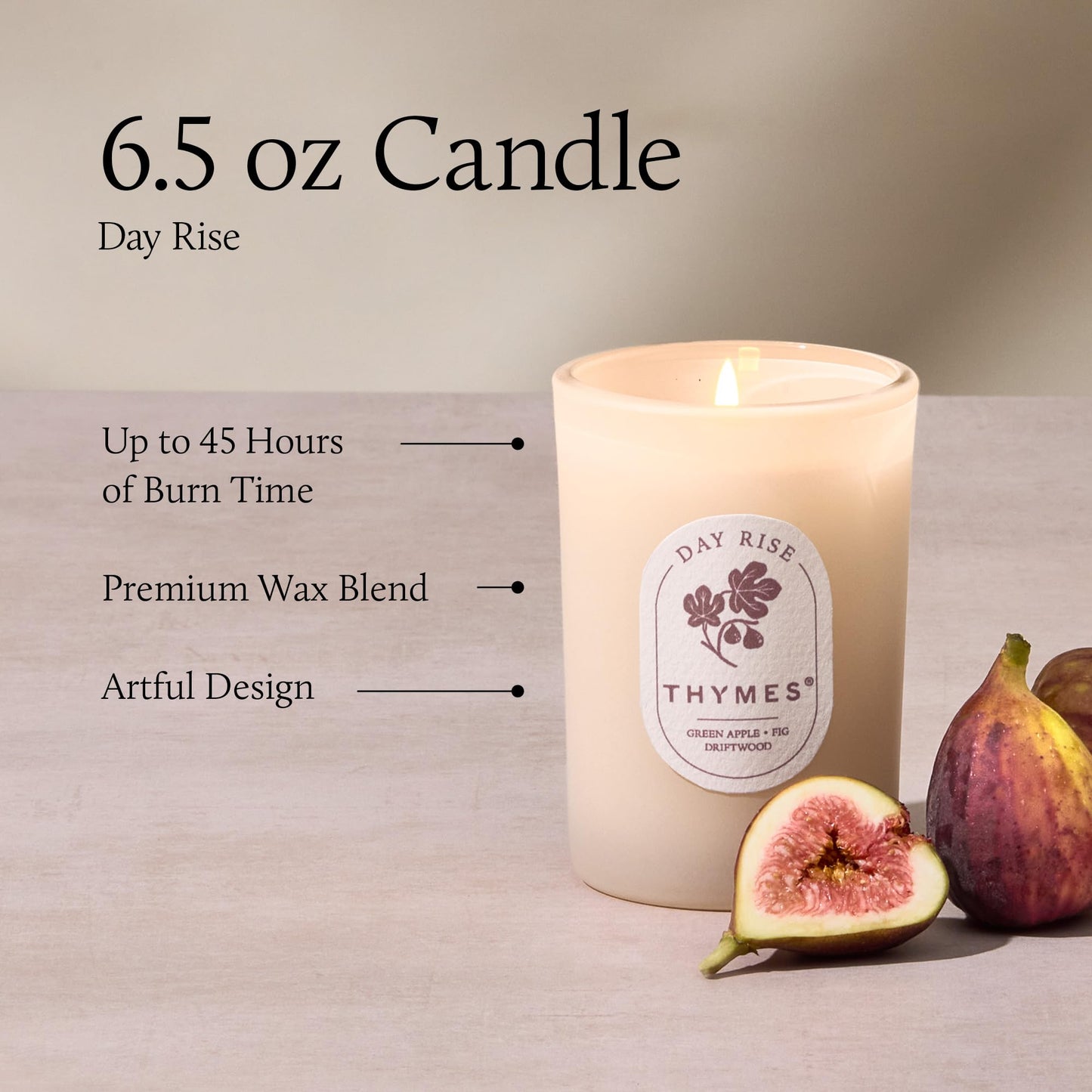 Thymes Scented Candles for Home Decor - Luxury Home Fragrance Gifts for Women & Men (6.5 oz, Day Rise)