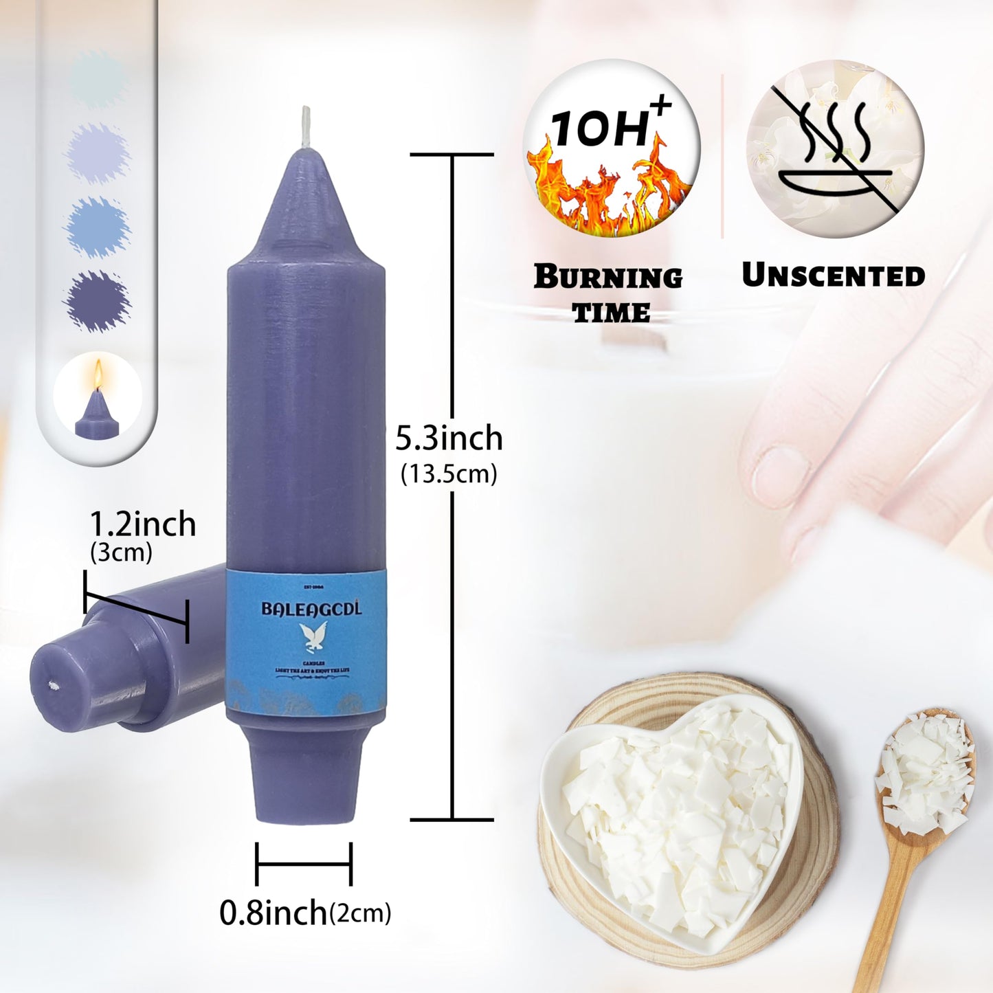 Handmade Unscented Twisted Gradient Blue Taper Candles - Long - Lasting, Smokeless, Elegant Candlesticks, 5 - Inch for Home Décor, Weddings, Festive Seasons