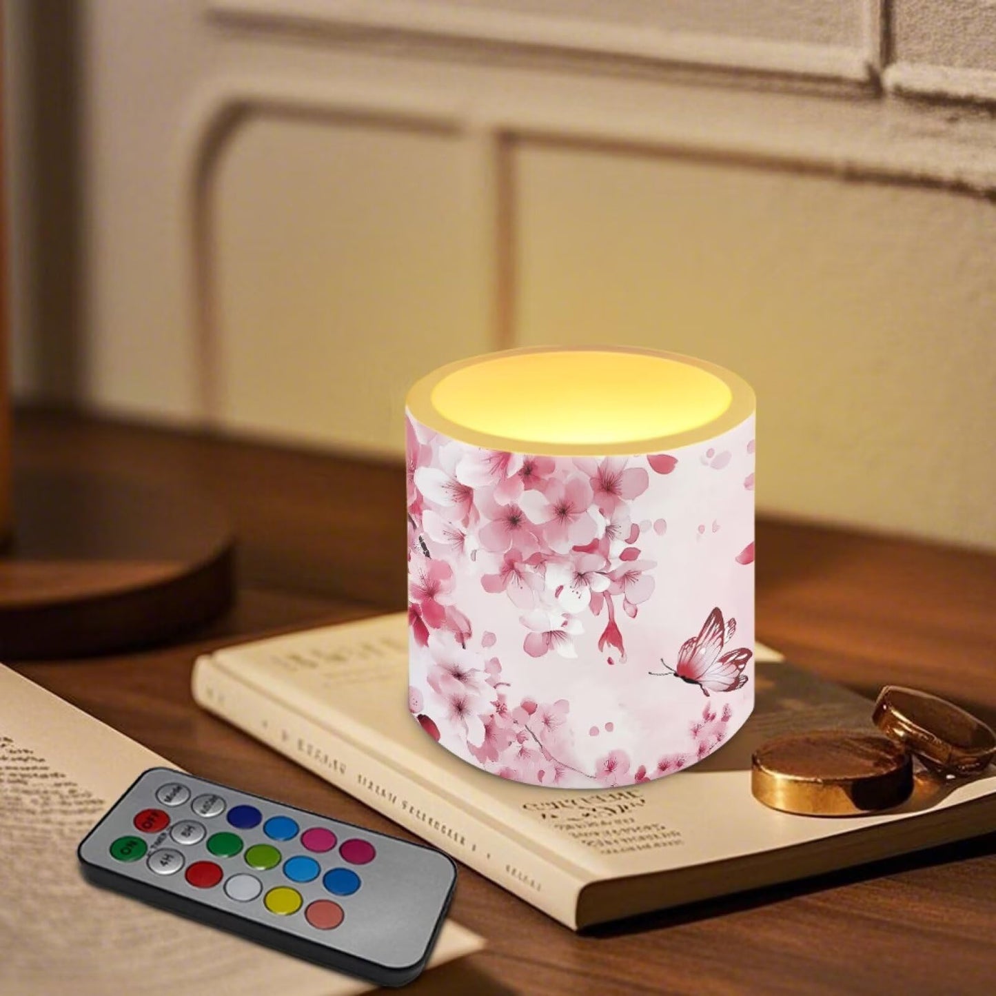 Cozeyat Pink Garden Flameless Candles 4 Pack Battery Operated with Remote Control Timer LED Pillar Candles Waterproof for Indoor Outdoor Garden Use