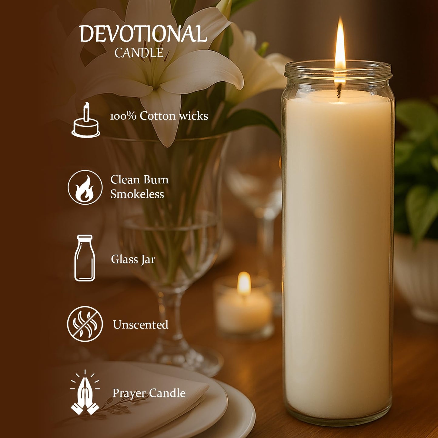 Trxvxo 12 PCS White Candles in Glass, 2 Inch x 8 Inch Unscented Prayer Candle,Suitable for Various Occasions Such as: Memorials, Religious, Catholicism, Churches, Altars, Vigils, etc.