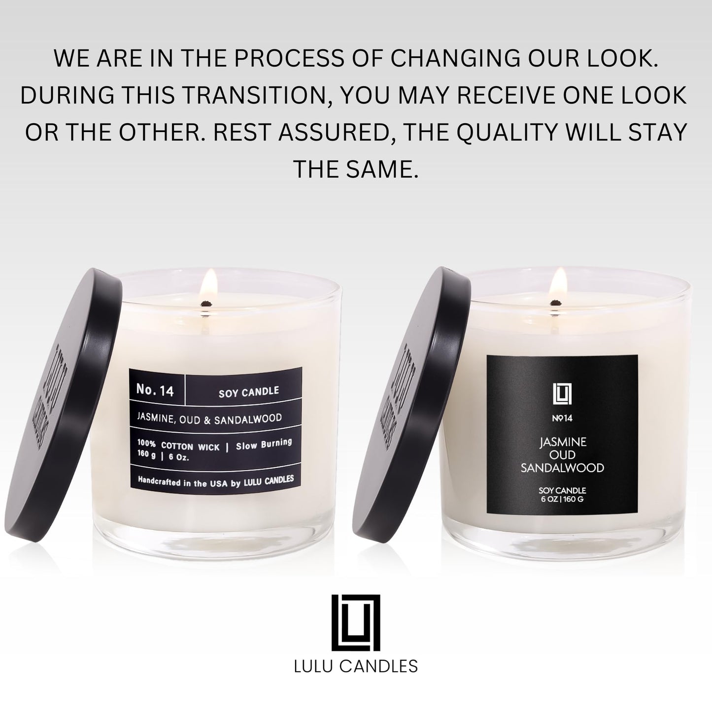 Lulu Candles | Jasmine, Oud & Sandalwood | Luxury Scented Soy Jar Candle | Hand Poured in The USA | Highly Scented Long Lasting (6 Oz.)