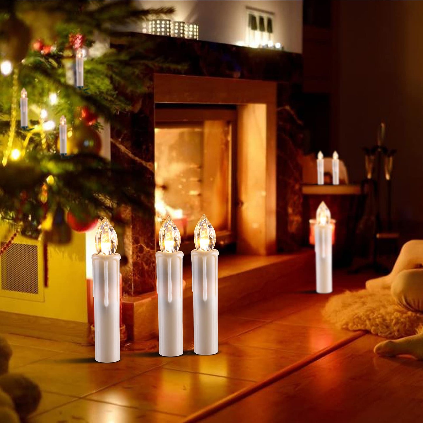 MIXALY 10 PCS LED Window Candles - Battery Operated Flameless Taper with Remote Updated Timer Function - Christmas Candles Warm White - Perfect for Wedding/Party/Birthday Decoration