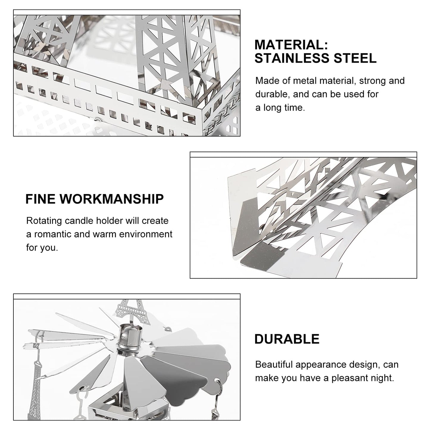 Uonlytech 1pc Rotating Eiffel Tower Candle Holder Elegant Metal Candlestick Table Decor for Home Weddings and Special Occasions Unique Romantic Centerpiece