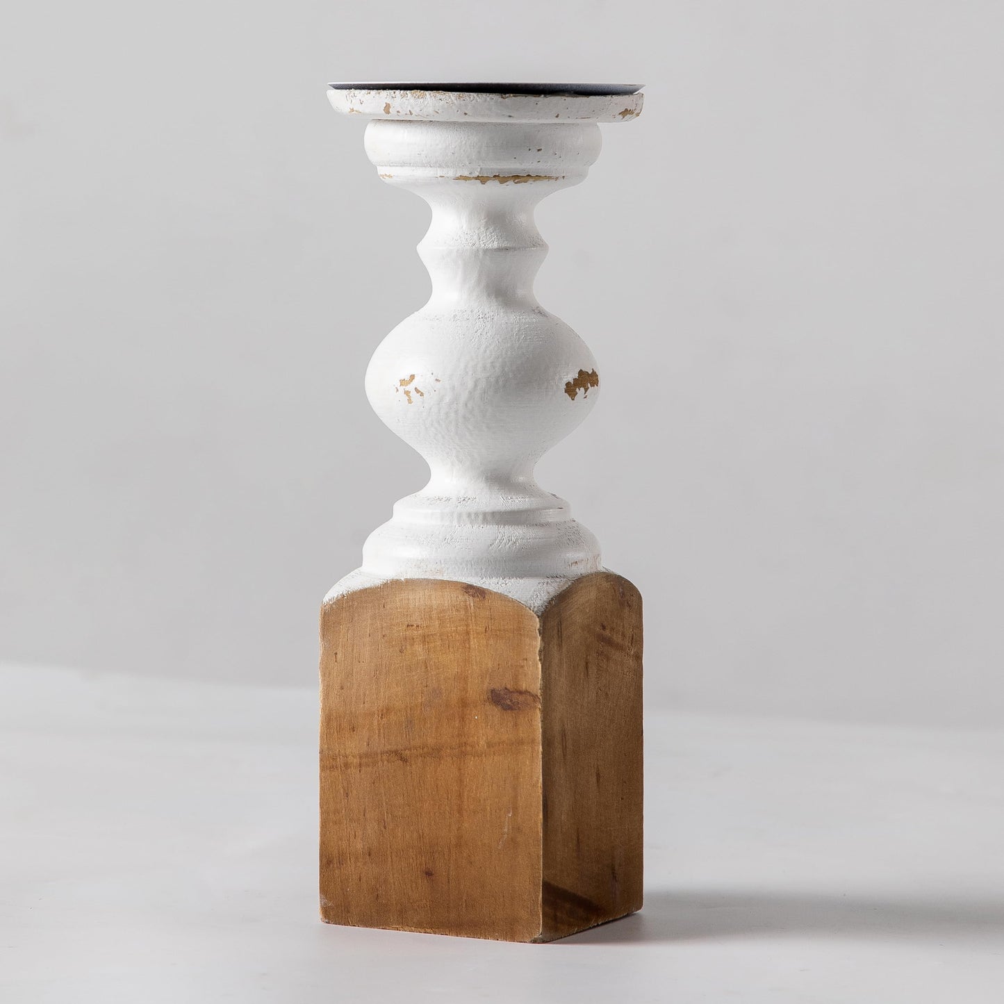 SOFE Wood Farmhouse Candle Holders, 11" Tall White Candle Holders for Pillar Candles, Rustic Candle Stand for Mantel, Coffee Centerpiece Table Decorations, Living Room, Dining Room Decor
