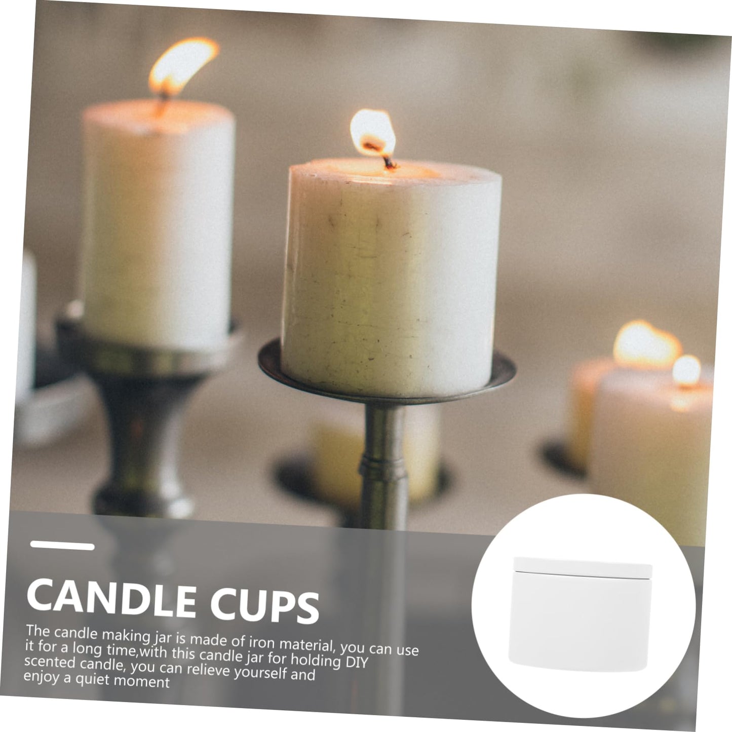BELLIFFY 3pcs Metal Candle Jars Lids Empty Candle Tins for Decor Craft Making Jar Storage Container