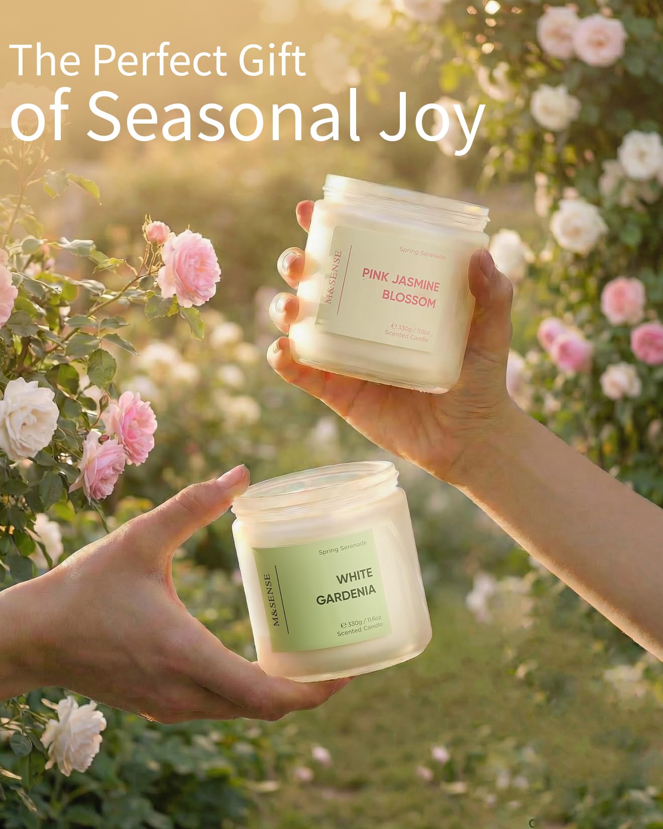 M&SENSE Bluebell Orange Blossom Scented Candle | 11.6oz Natural Soy Wax, 70-Hour Burn Time, Non-Toxic 2-Wick Candle for Home Refresh, Spring Decor & Self-Care Gifts