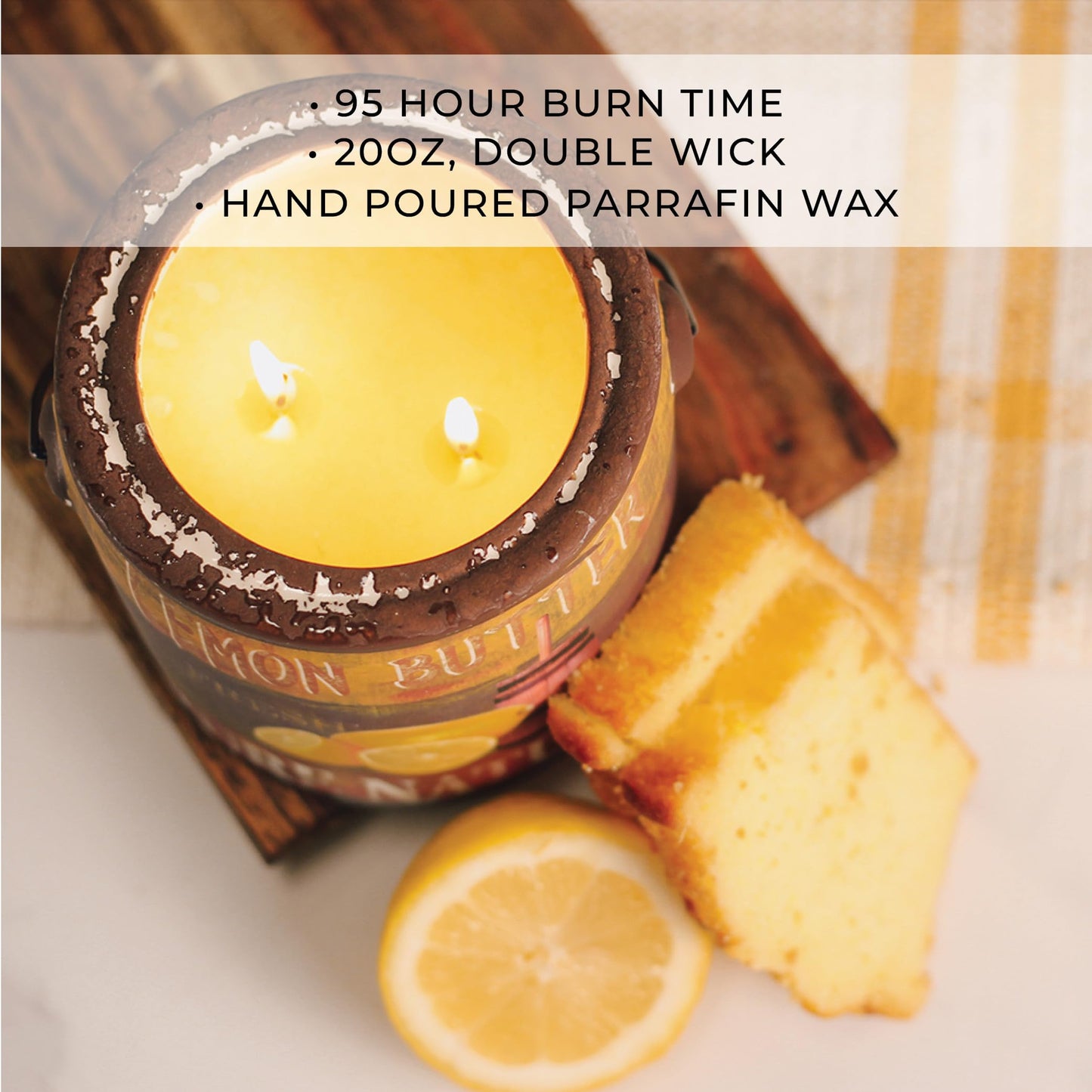 A CHEERFUL GIVER 95hr 20oz Scented Candle - Lemon Butter - Multi-Wick Glass Candle - Gifts For Men and Women