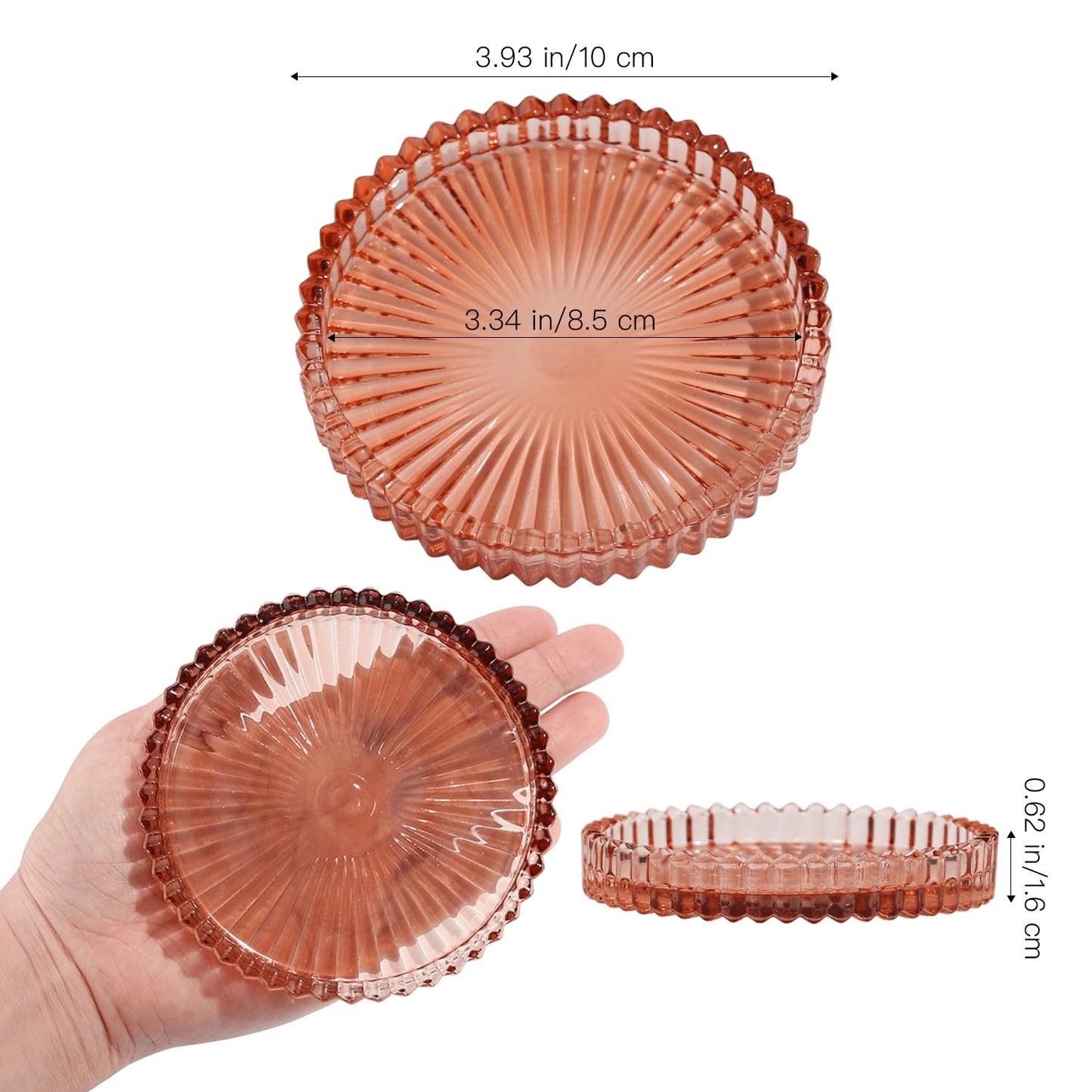 CHOCSTAY Glass Pillar Candle Holder, 4" Candle Plates Set of 6, Glass Candle Holders for Wedding, Party, Holiday, Home Decor, Table Centerpiece
