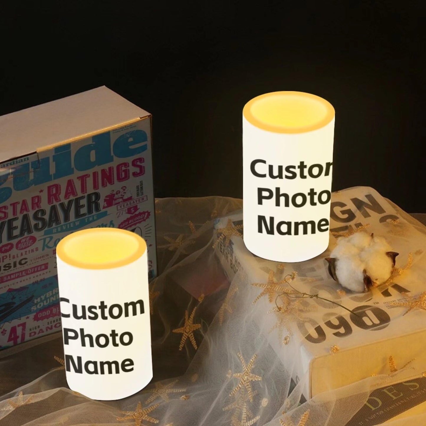 Luarisgur Custom Flameless Candles with Remote and Timer Personalized Battery Operated Candles 12 Color Changing Customized LED Fake Candles Home Decor Bedroom 2 Pack